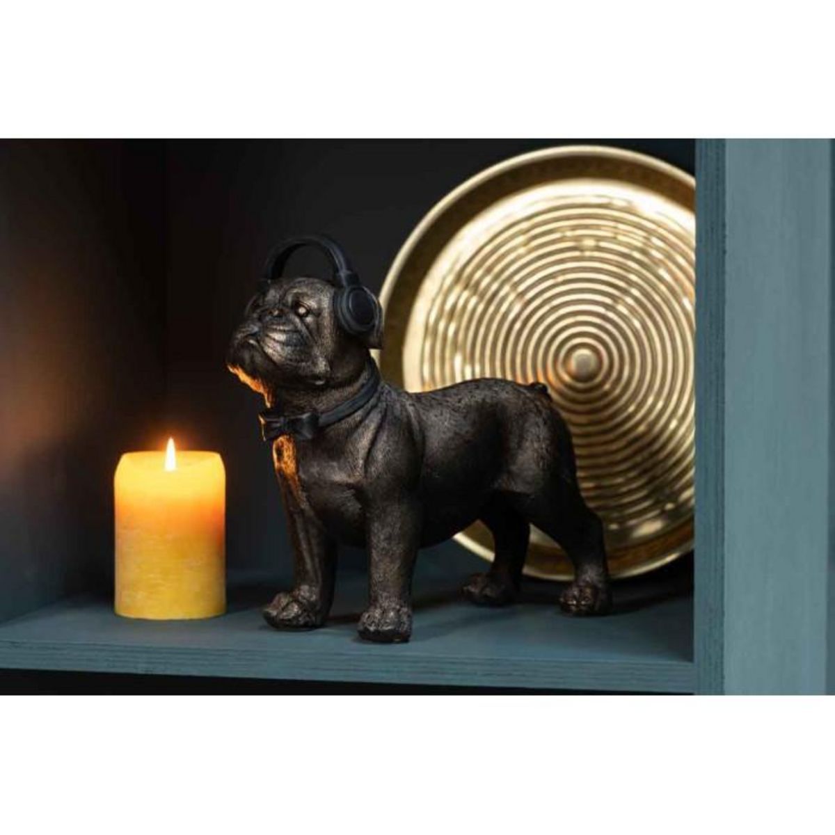 Paris Prix Statuette Déco  Bulldog avec Casque  20cm Marron