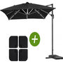 Voir la diapositive 1 : Habitat et Jardin Parasol jardin déporté LED Alu  Sun 3 Luxe  - Carré - 3 x 3 m - Coloris Noir - Dalles lestées incluses