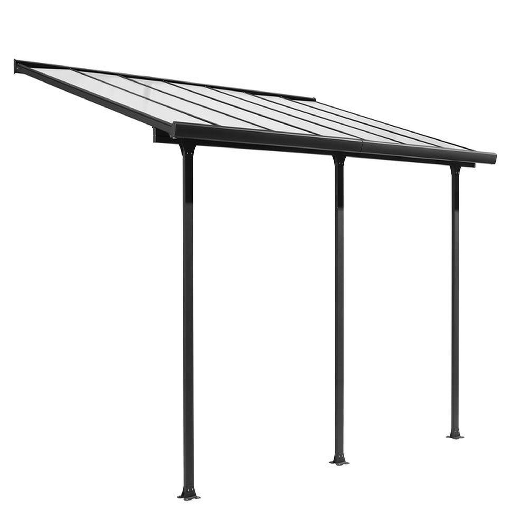 CENTRALE BRICO Toit terrasse Alu gris anthracite - S.h.t. 12,83 m² - rideau d'ombrage extensible écru - toile polyester 130 gr/m²
