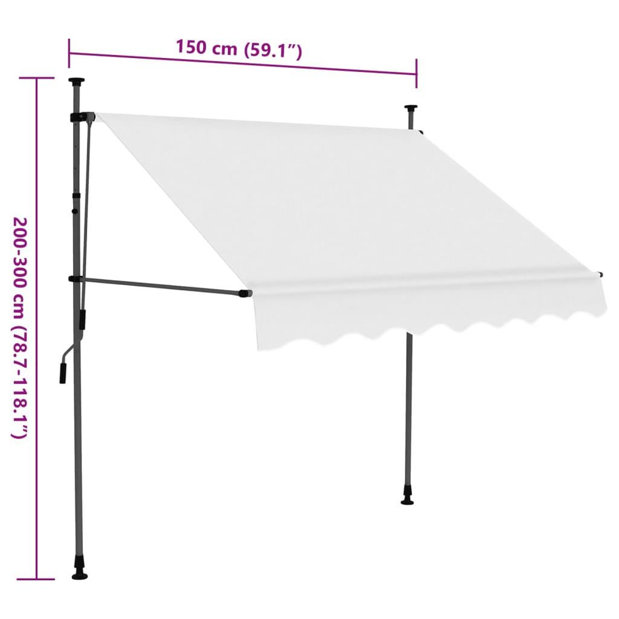 Voir la diapositive 6 : VIDAXL Auvent manuel retractable avec LED 150 cm Creme