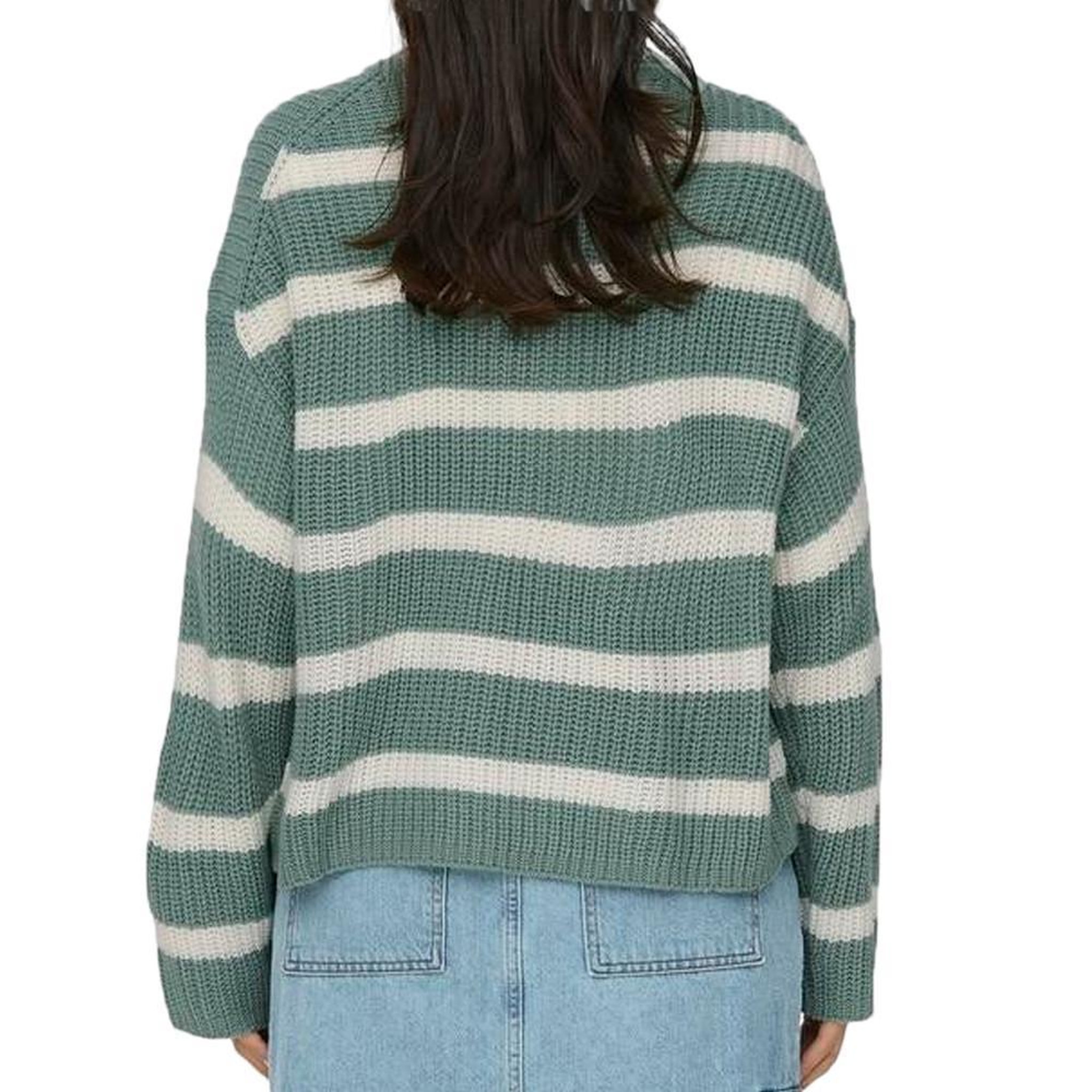 Voir la diapositive 2 : JACQUELINE DE YONG Pull à Rayures Vert Femme JDY Stripe