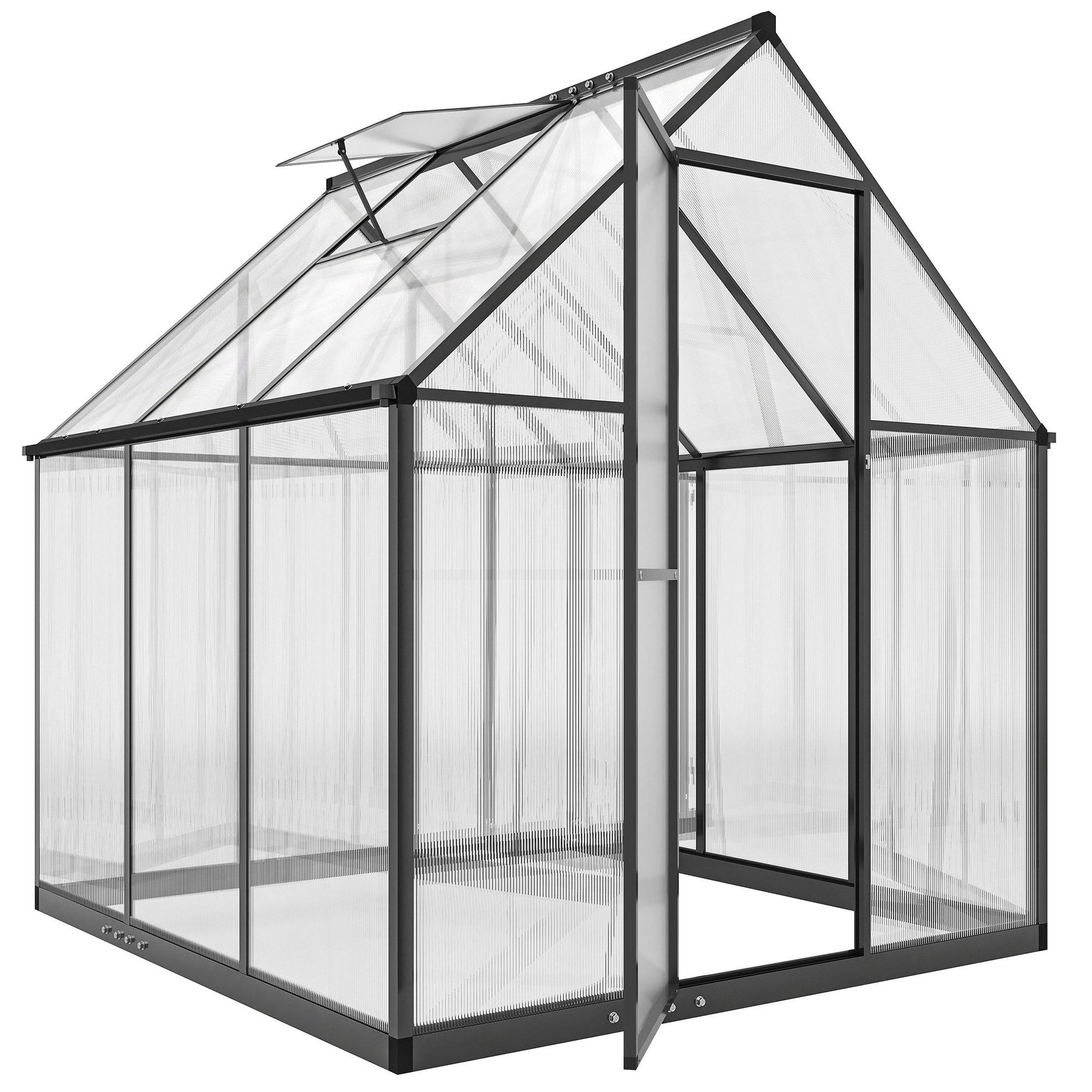 OUTSUNNY Serre de jardin alu polycarbonate - porte, lucarne - 1,78 x 1,68 x 1,95 m - noir