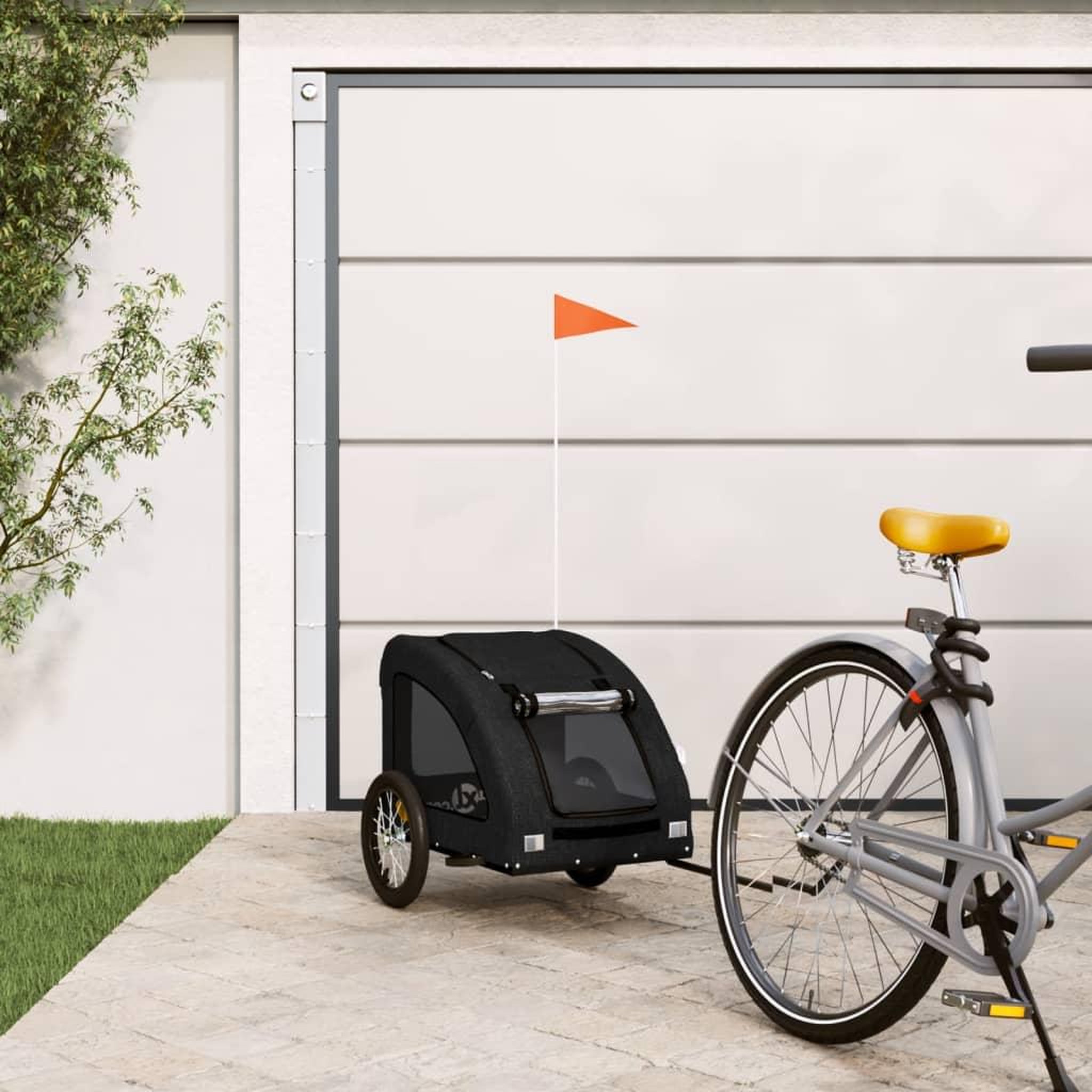 VIDAXL Remorque de velo pour animaux de compagnie noir