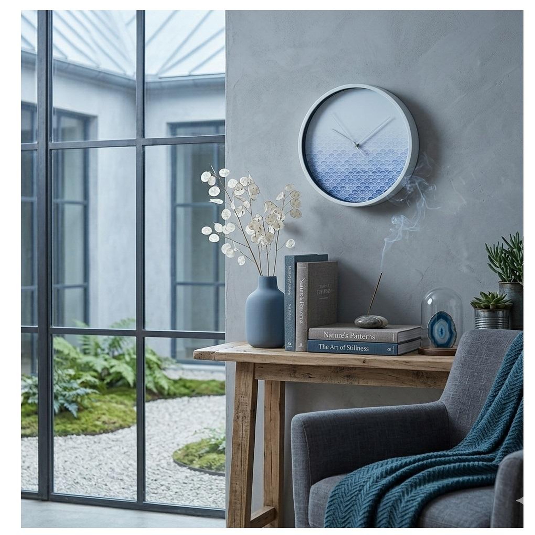 Voir la diapositive 4 : Eden Horloge modele blue wave design et moderne