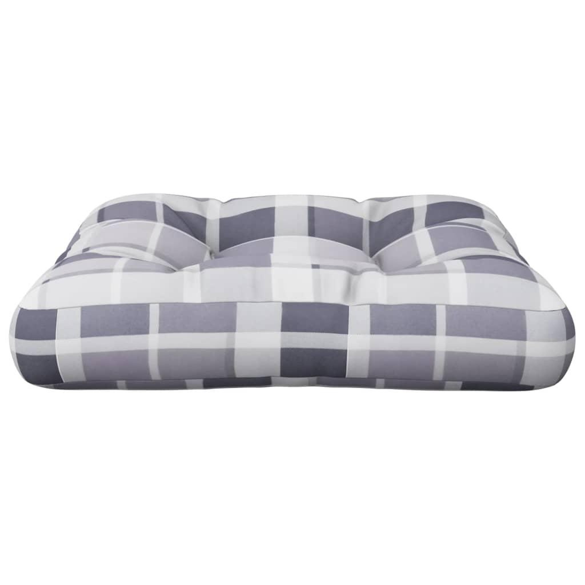 Voir la diapositive 4 : VIDAXL Coussin de palette motif a carreaux gris 50x50x12 cm tissu