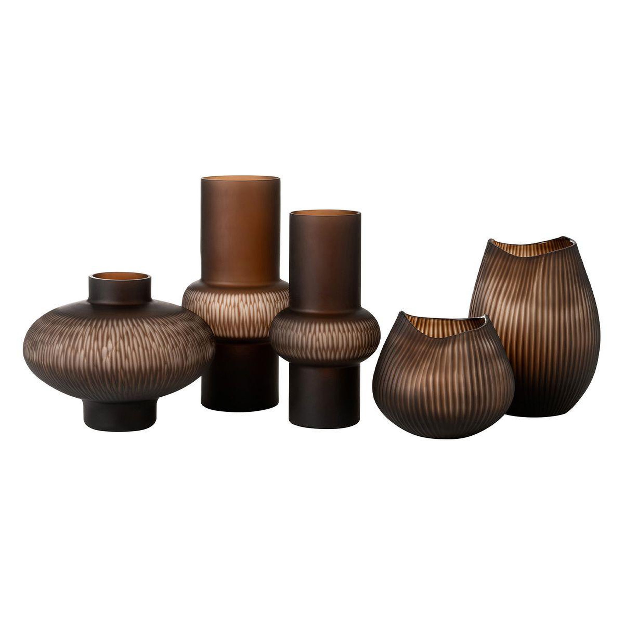 Voir la diapositive 4 : J-LINE Vase design ligne & boule  octave  35cm marron