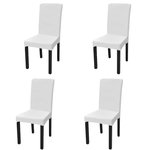VIDAXL Housse de chaise droite extensible 4 pcs blanc