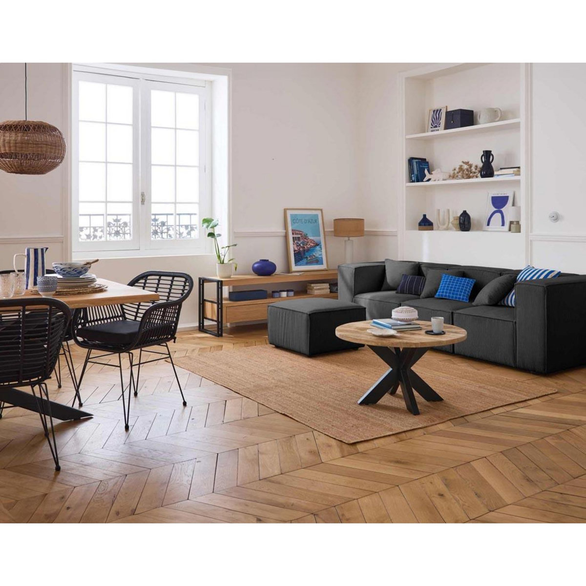 LISA DESIGN Arty - canapé modulable 3 places - en velours côtelé