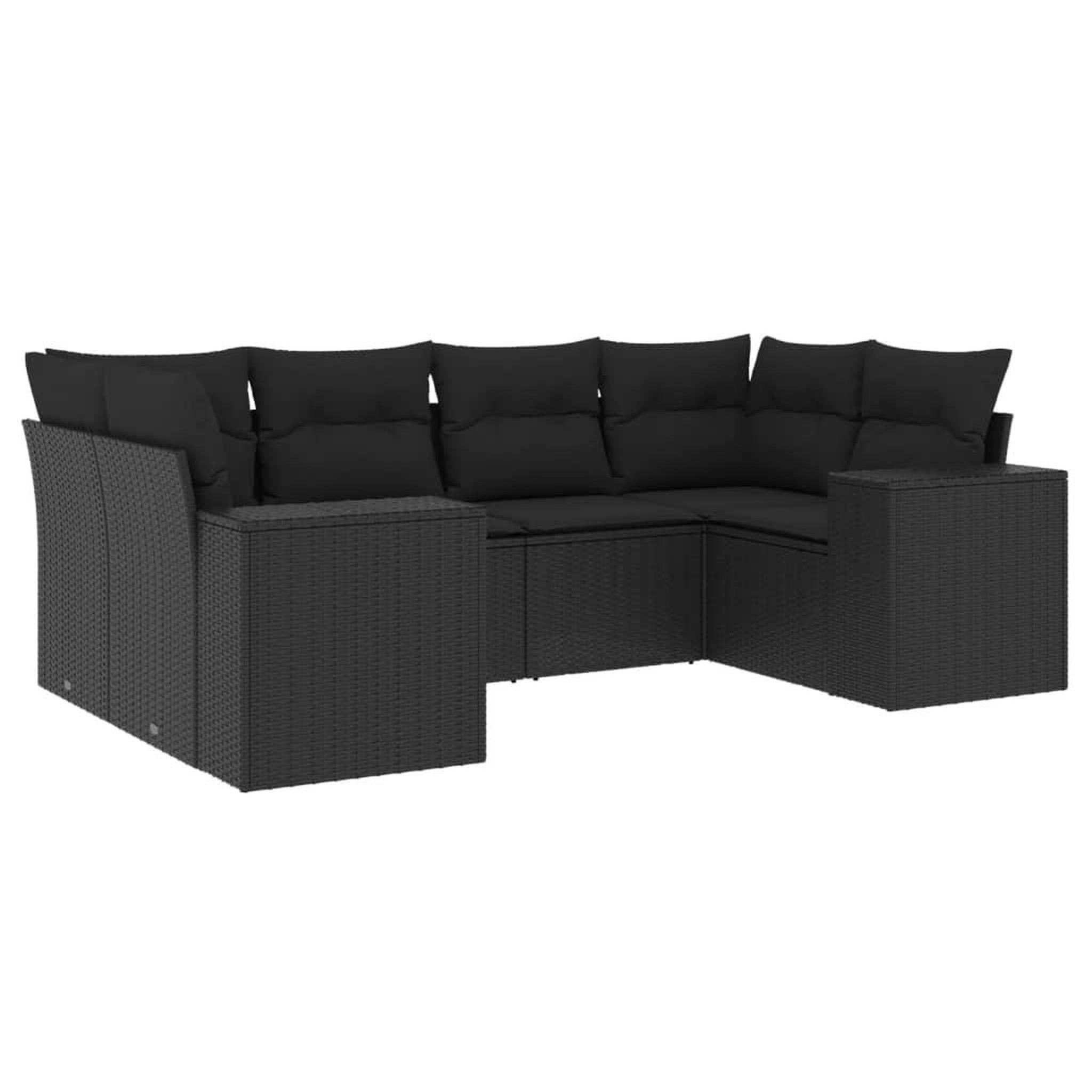 Voir la diapositive 2 : VIDAXL Salon de jardin 6 pcs avec coussins noir resine tressee
