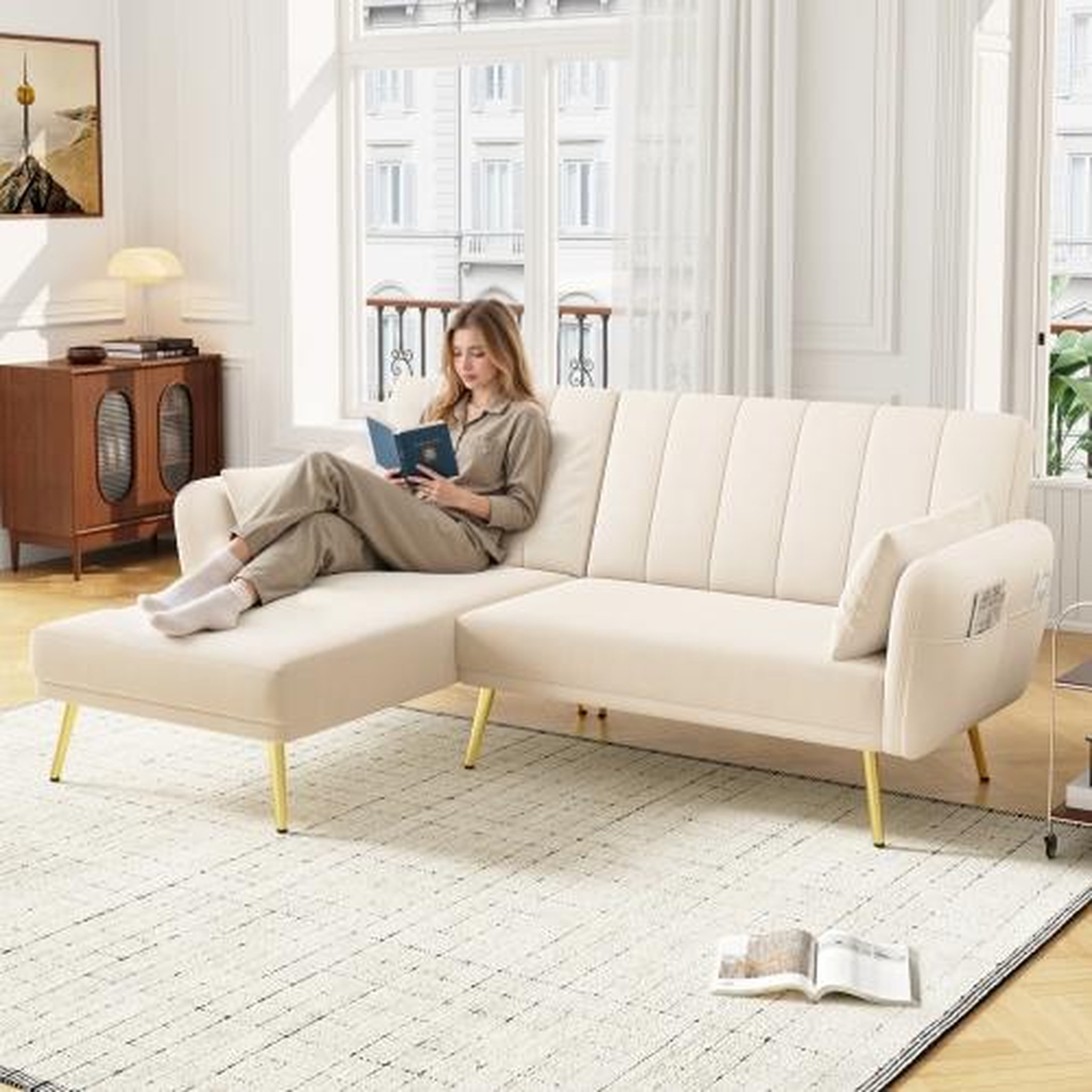 Voir la diapositive 2 : MERAX Canapé d'angle réversible convertible 3 pl velours
