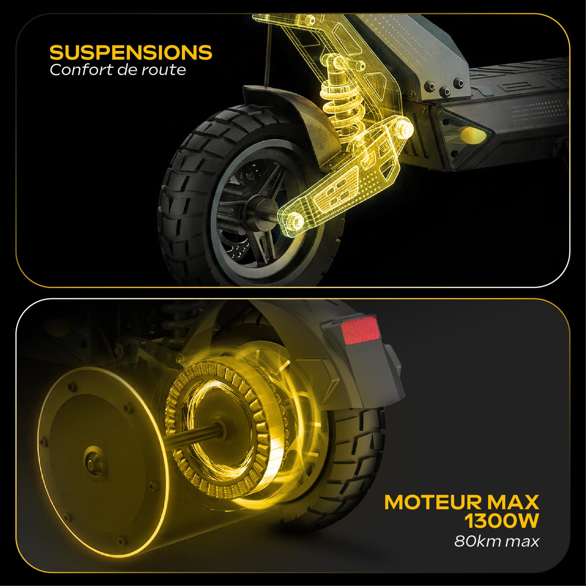 Voir la diapositive 6 : URBANGLIDE Trottinette électrique adulte urbanglide ride 500ct – autonomie 70km – batterie 48v/15ah – pneus 10'' off-road – poids 21,7kg