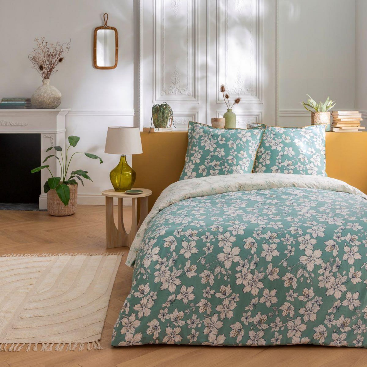 FUTURE HOME Parure de lit 2 personnes fleurie réversible