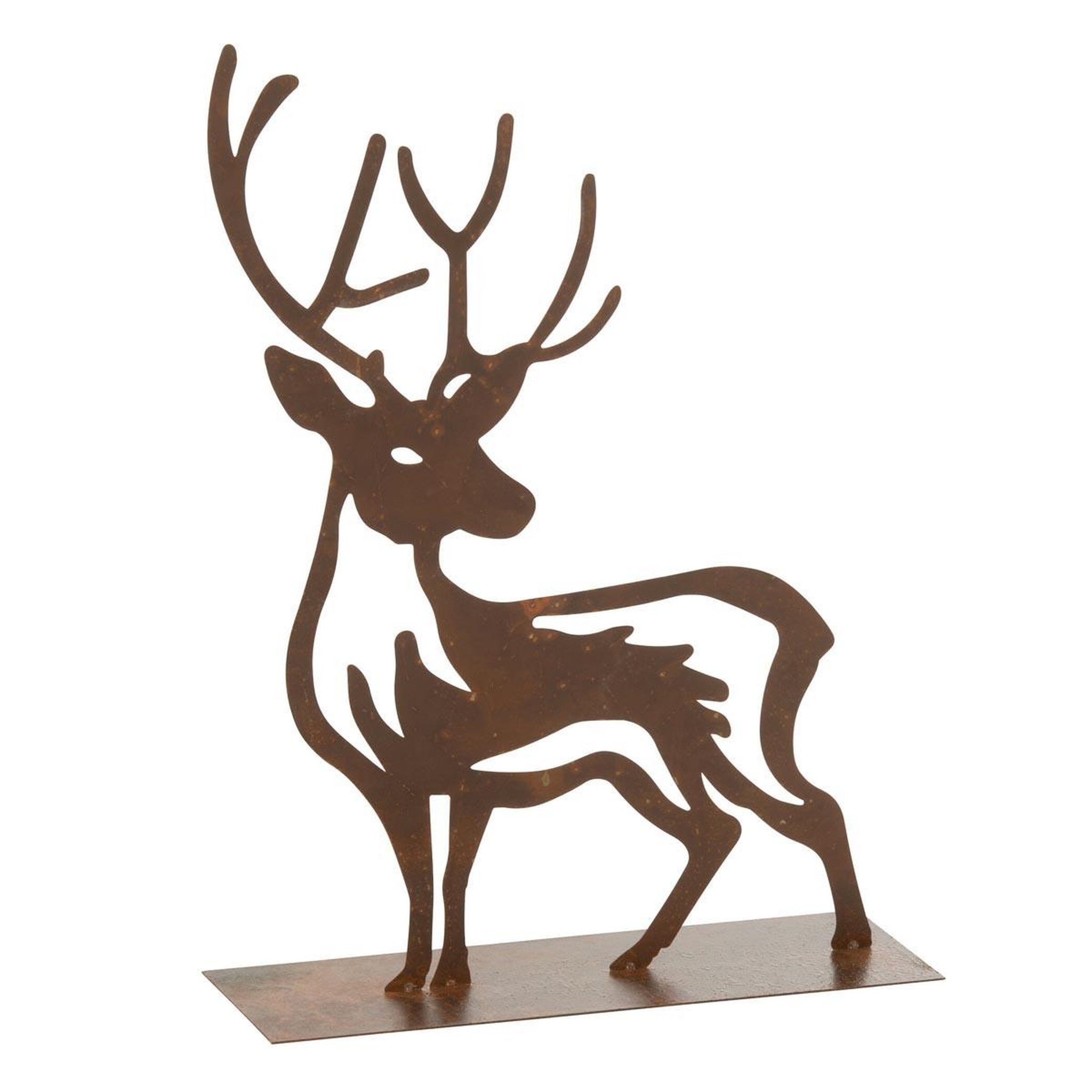 J-LINE Renne déco en métal  chalet  54cm rouille