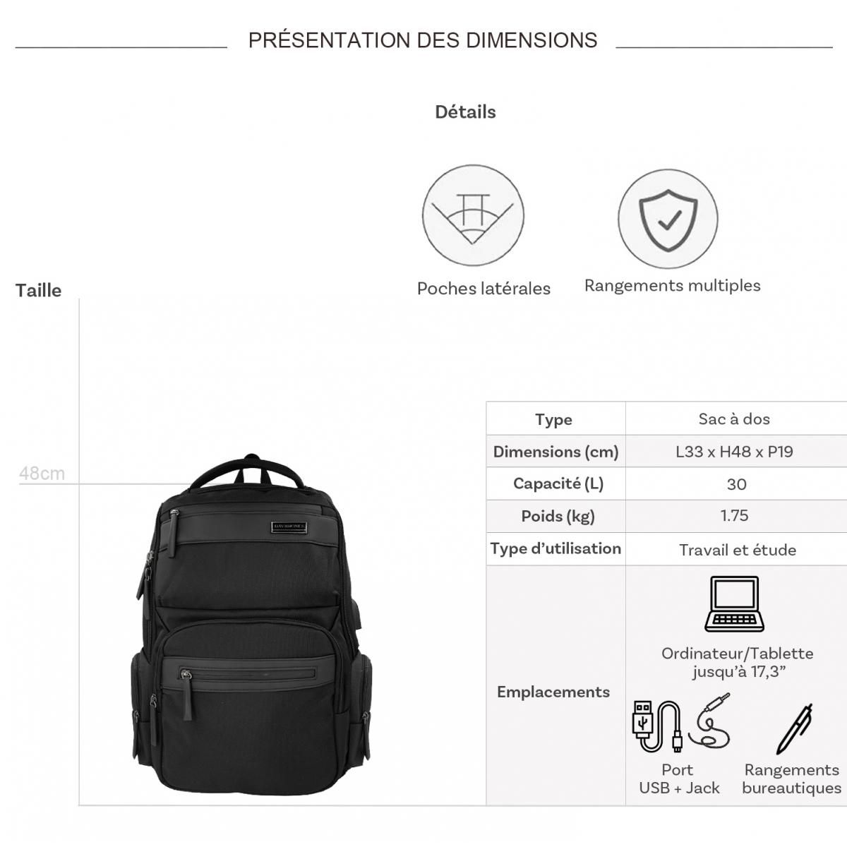 David Jones Sac à dos porte-ordinateur 17.3