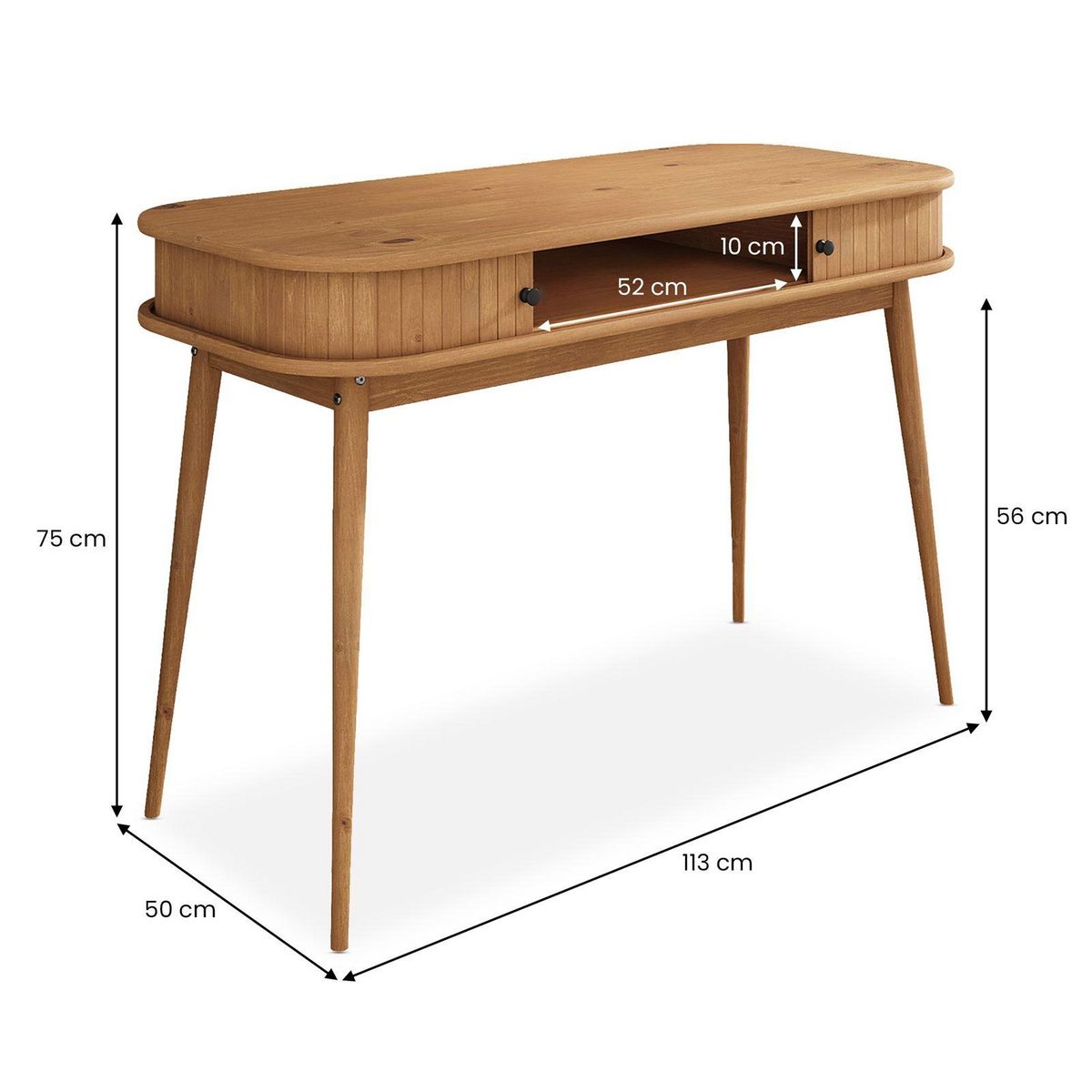 IDIMEX Bureau JARI avec rangement porte coulissante, en bois massif
