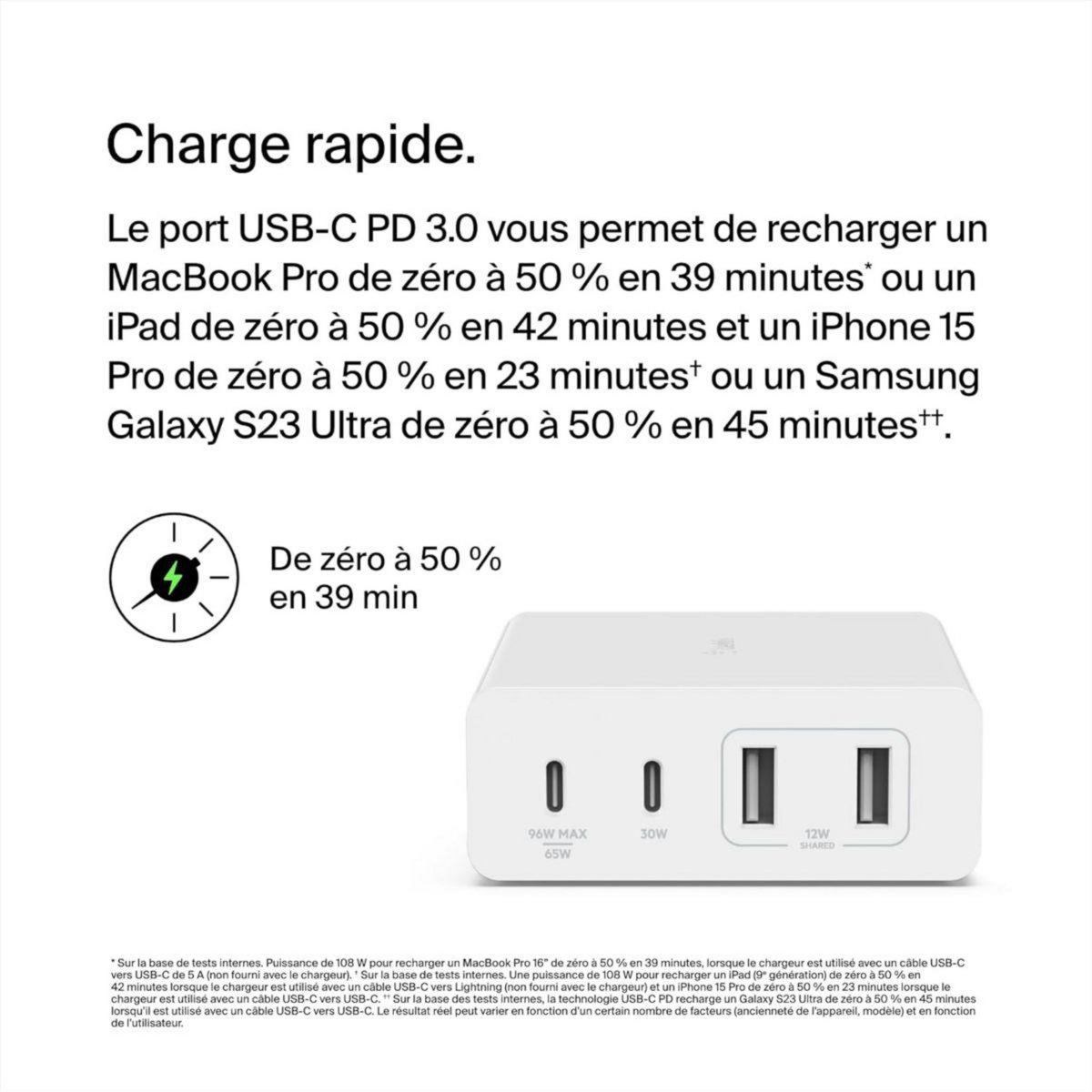 Belkin Chargeur 4 ports 2 USB-C 2 USB-A 108W