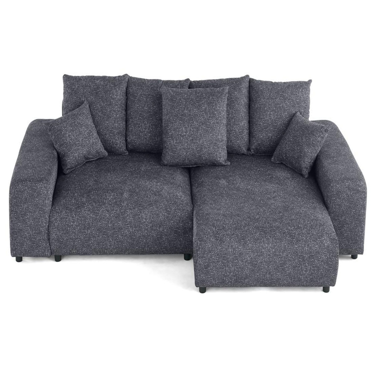 LISA DESIGN Jake - canapé panoramique d'angle droit 7 places convertible avec coffre en fausse fourrure