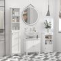 Voir la diapositive 4 : HOMCOM Meuble colonne salle de bain 3 niches placard porte persienne 3 étagères MDF panneaux de particules blanc