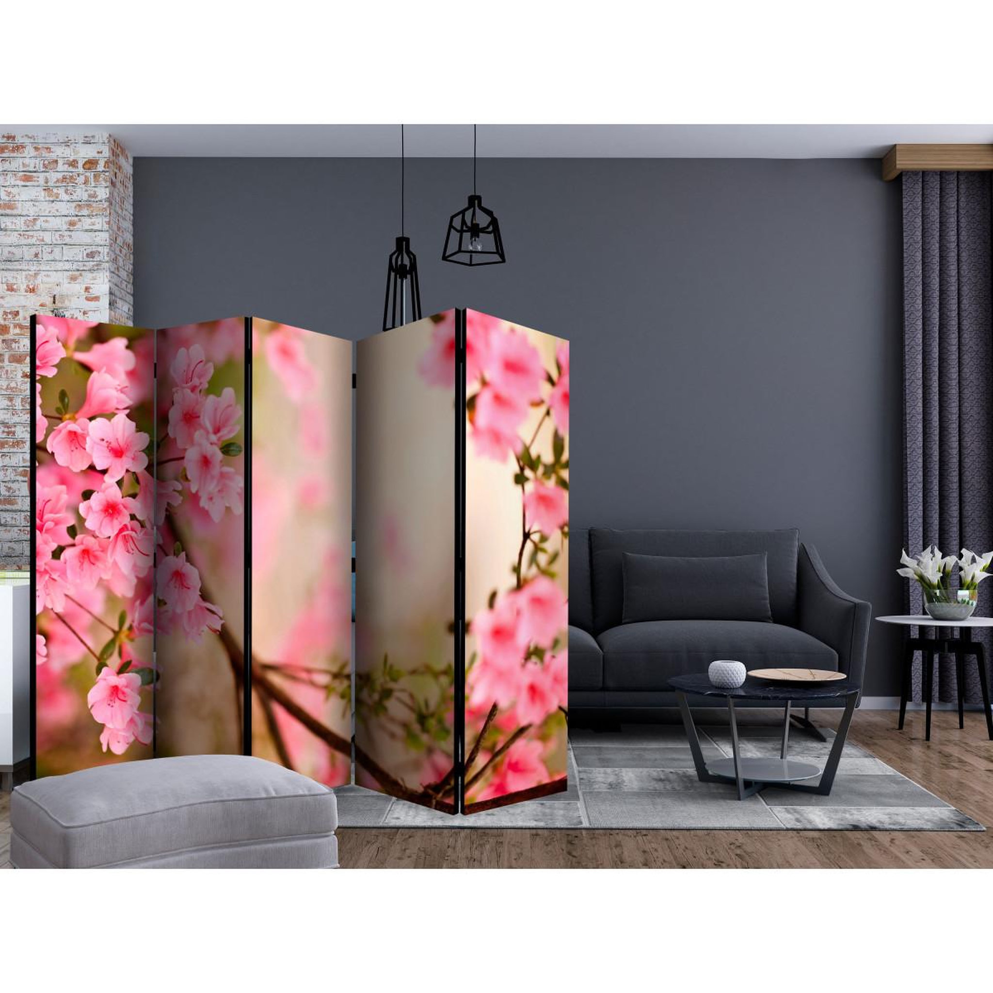 Voir la diapositive 2 : Paris Prix Paravent 5 volets  pink azalea  172x225cm