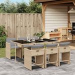 VIDAXL Ensemble a manger de jardin coussins 7 pcs melange beige rotin