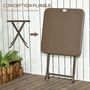 Voir la diapositive 4 : OUTSUNNY Table de jardin pliante table de camping pliable dim. 60L x 60l x 71H cm acier époxy HDPE aspect rotin tressé marron