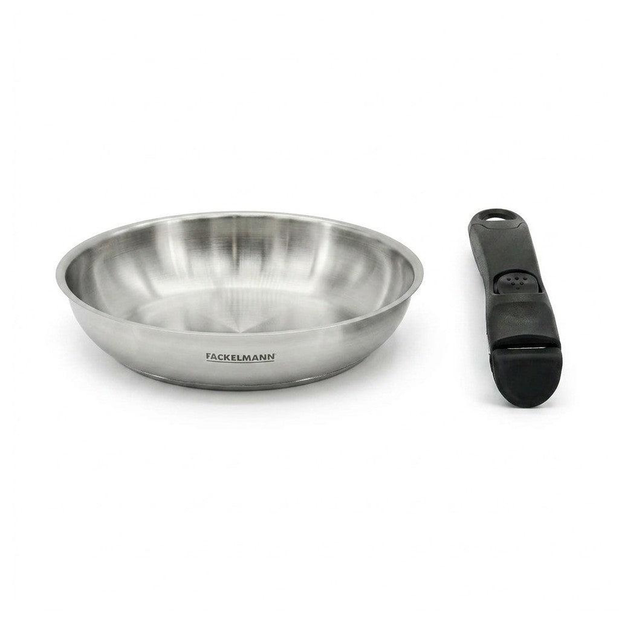 Fackelmann Poêle de cuisson 28 cm en inox avec manche amovible fackelmann inogrip et accessoires
