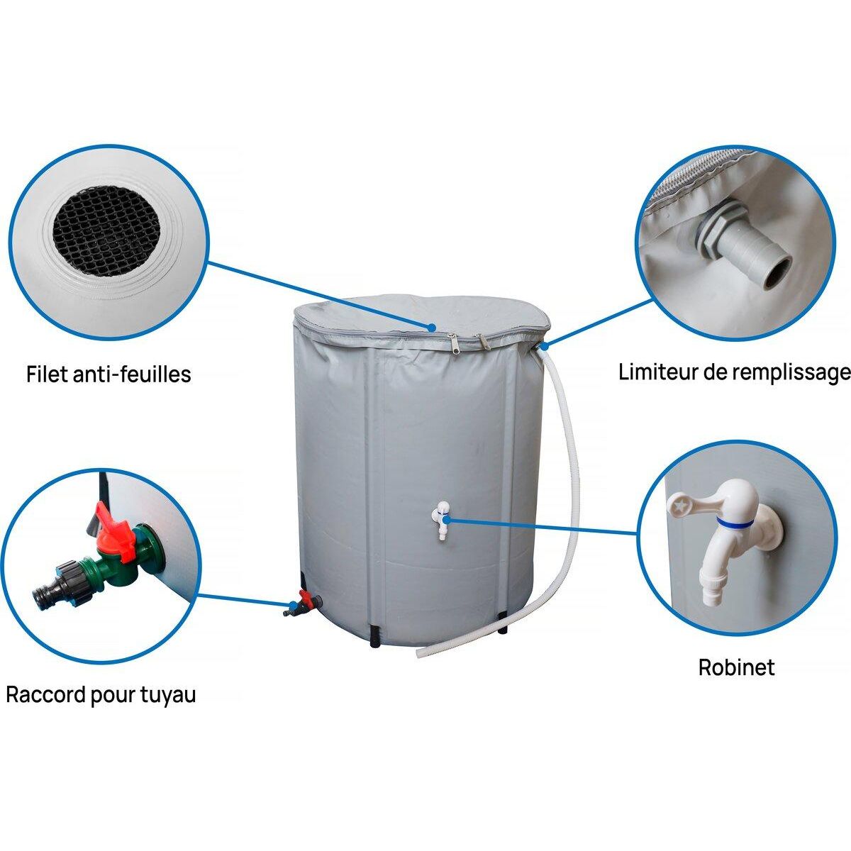 Habitat et Jardin Abri de jardin métal -  Vegas  - 8,83 m² avec gouttière et récupérateur d'eau - Gris