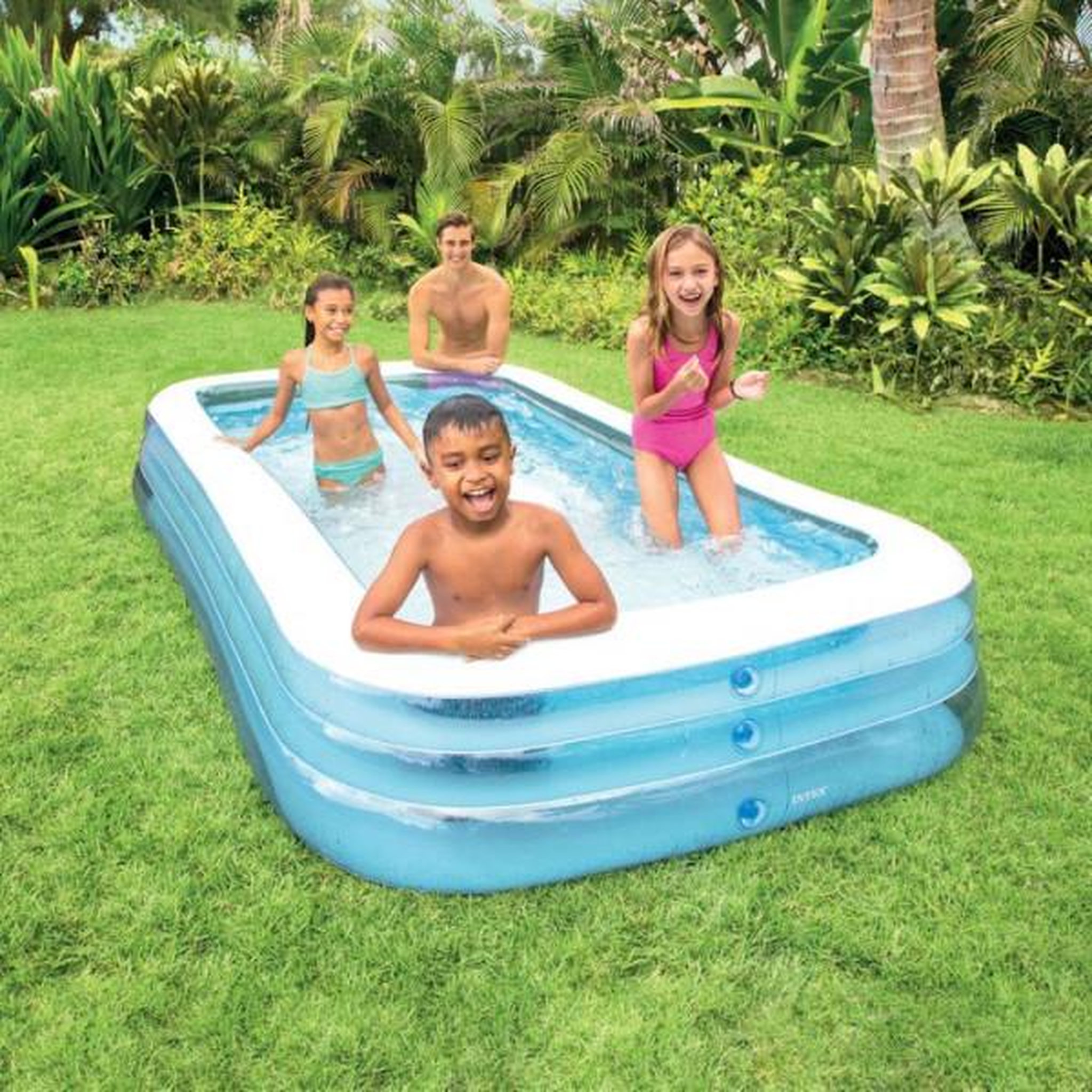 Voir la diapositive 2 : INTEX Piscine rectangulaire givrée - INTEX - 1020 Litres - 6 ans et + - 305 x 183 x 56 cm