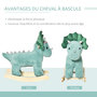 Voir la diapositive 5 : HOMCOM Jouet à bascule dinosaure effet sonore rugissement bois peuplier peluche courte polyester vert d'eau