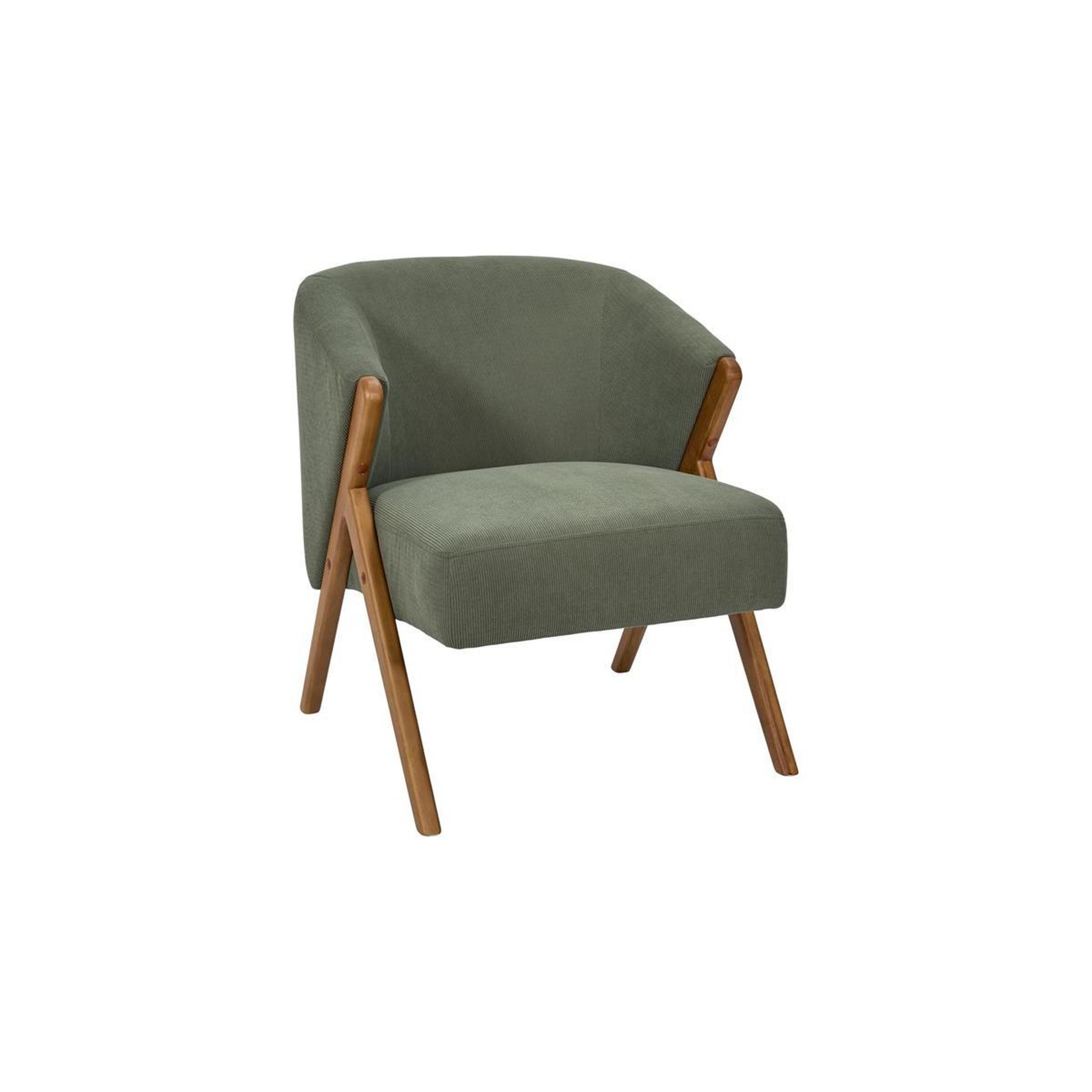The Home Deco Factory Fauteuil Design Côtelé  Jules  72cm Vert