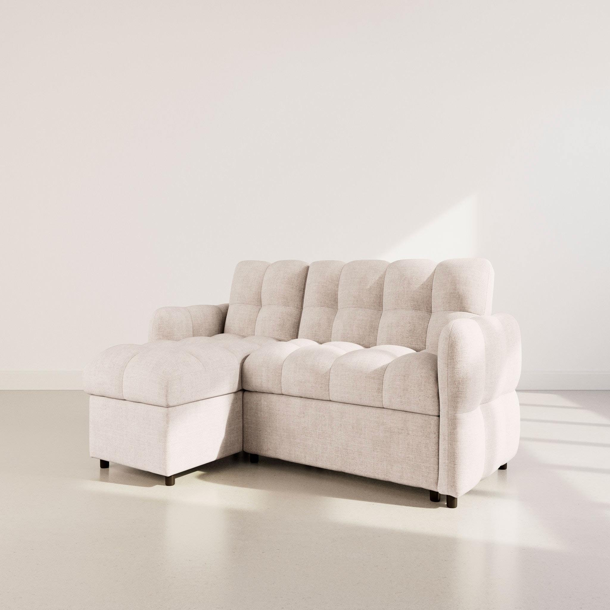 Voir la diapositive 3 : BEST MOBILIER Octave - canapé d'angle réversible 4 places convertible avec coffre en velours texturé