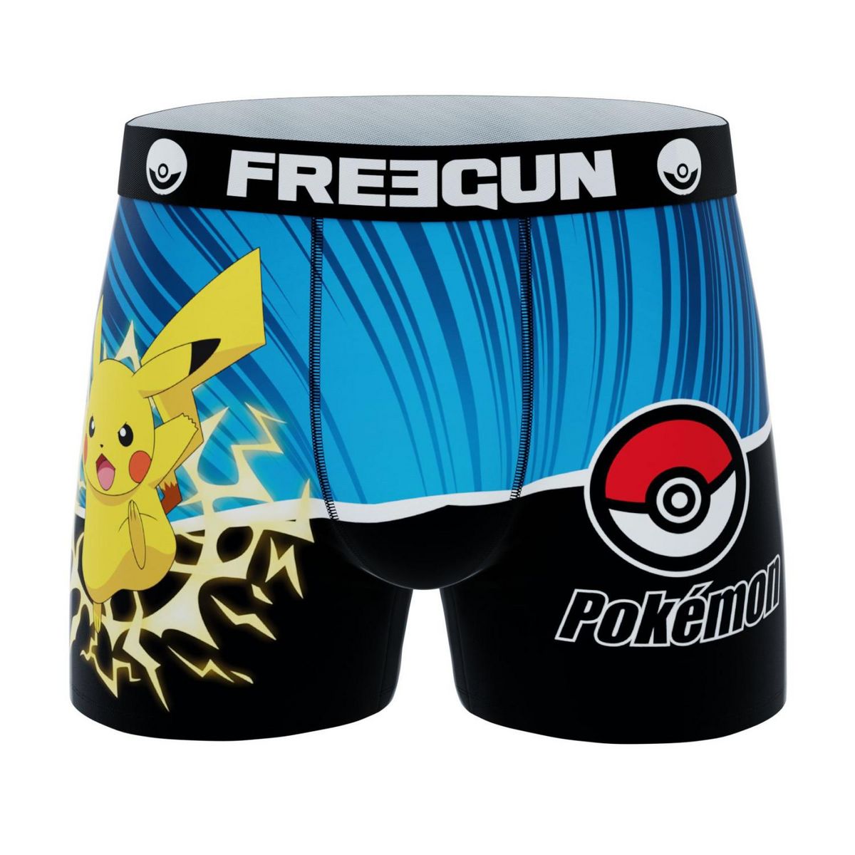 FREEGUN Lot de 3 boxers enfant Pokémon Pikachu Pokeball