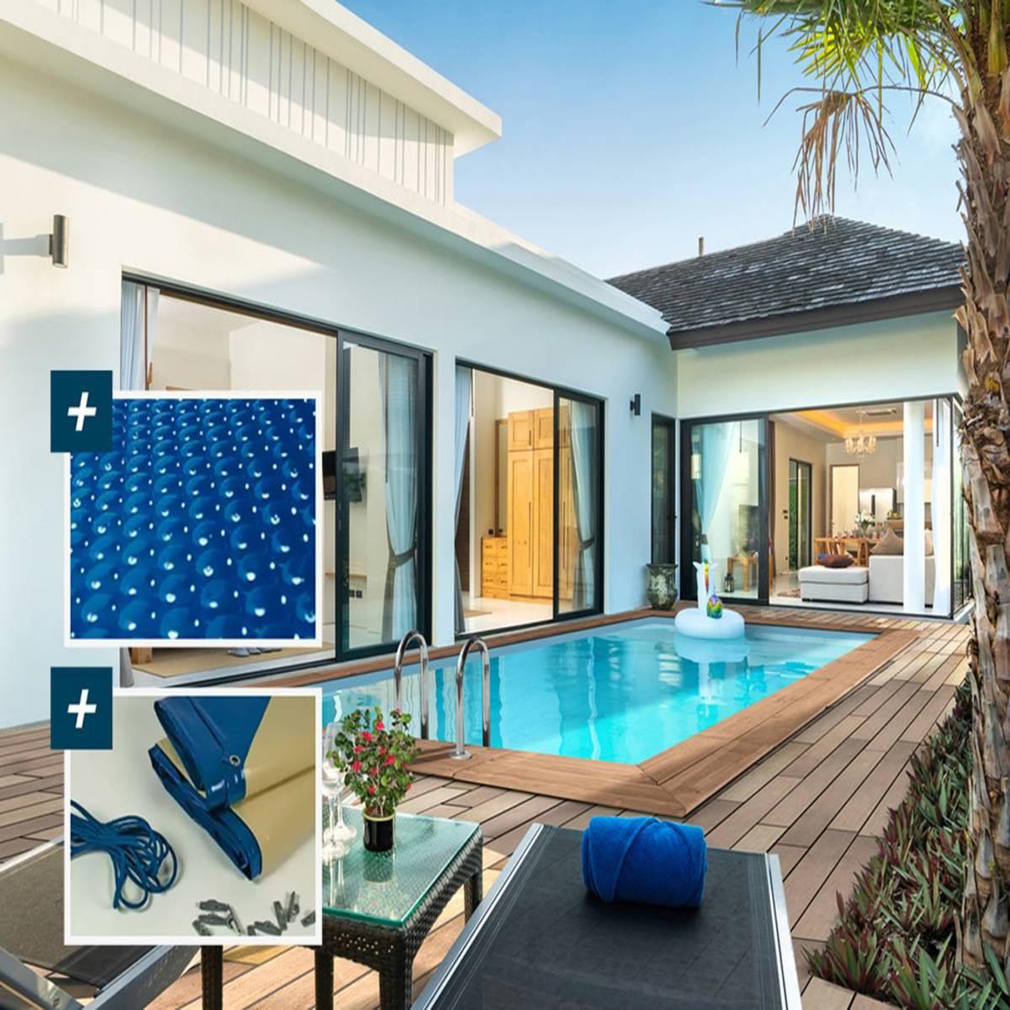 Habitat et Jardin Piscine bois rectangle   Aruba 140  - 5.00 x 3.00 x 1.38 m + Bâche à bulles 180 µ - Bâche hiver 280 g/m²