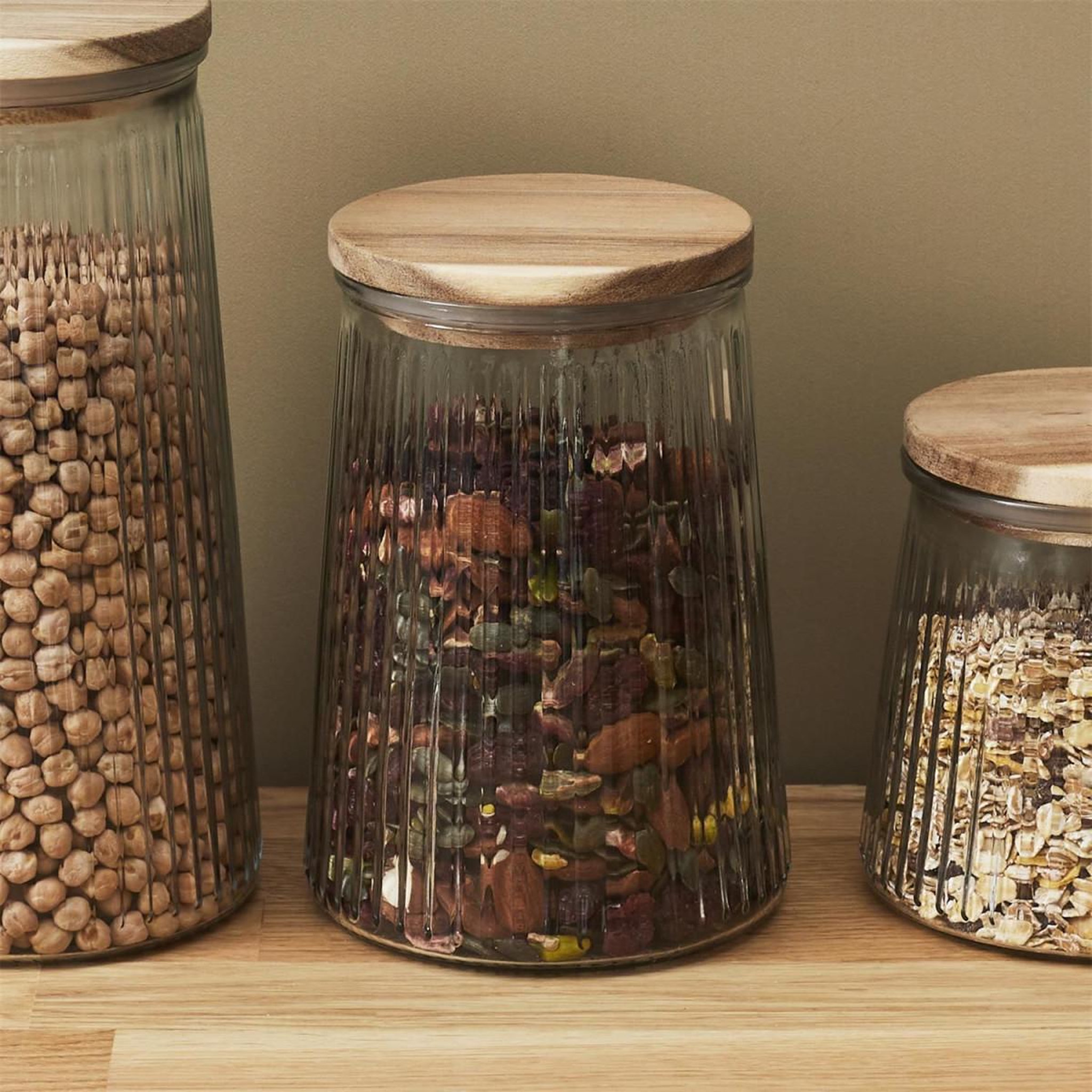 Voir la diapositive 4 : COOK CONCEPT Bocal en verre design  acacia  95cl transparent