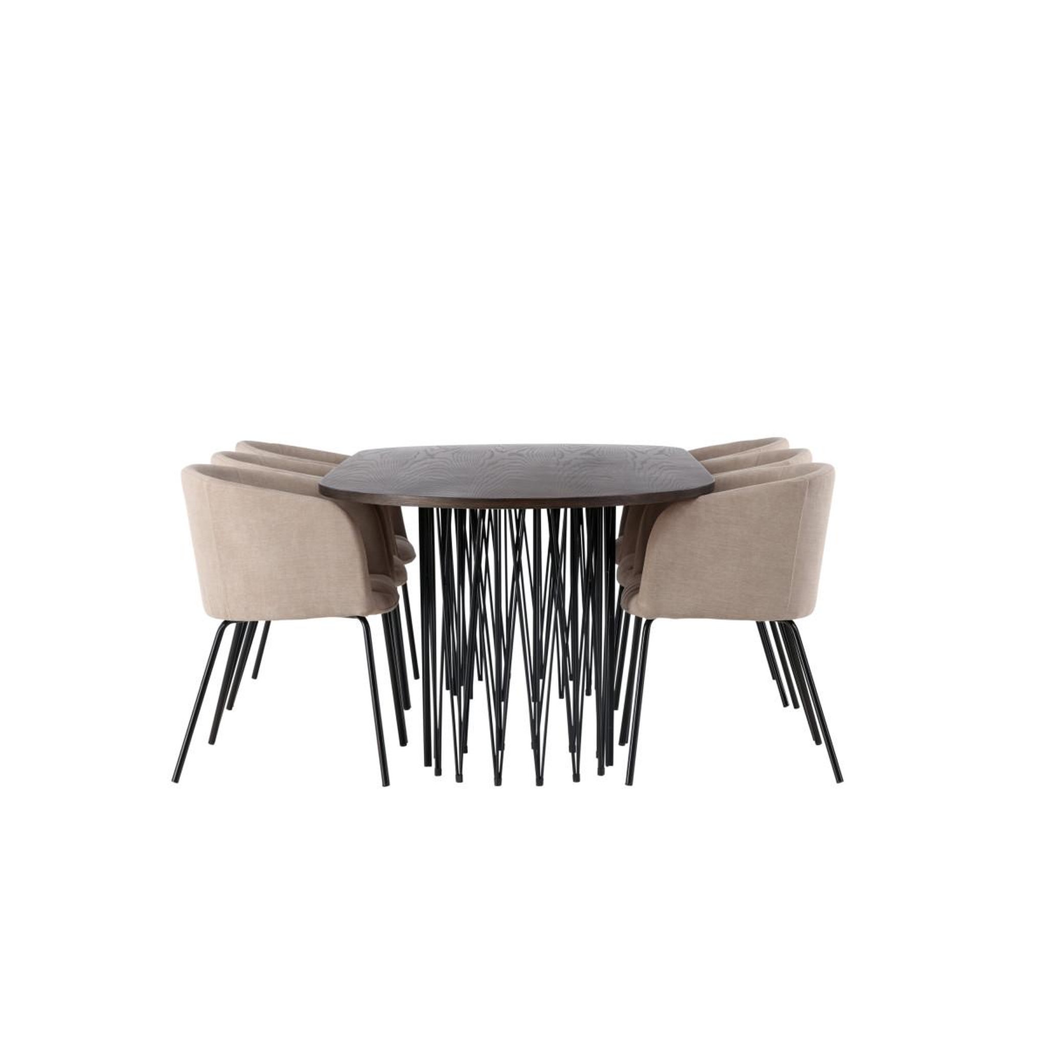 Voir la diapositive 3 : Paris Prix Ensemble table à manger & 6 chaises  stone & berit  220cm brun & beige