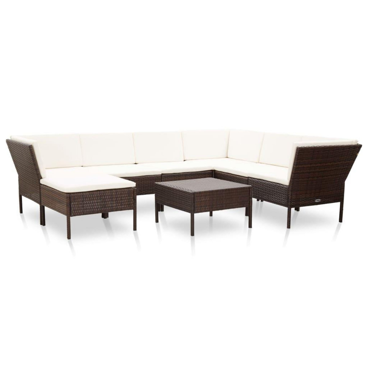 VIDAXL Salon de jardin 8 pcs avec coussins resine tressee marron
