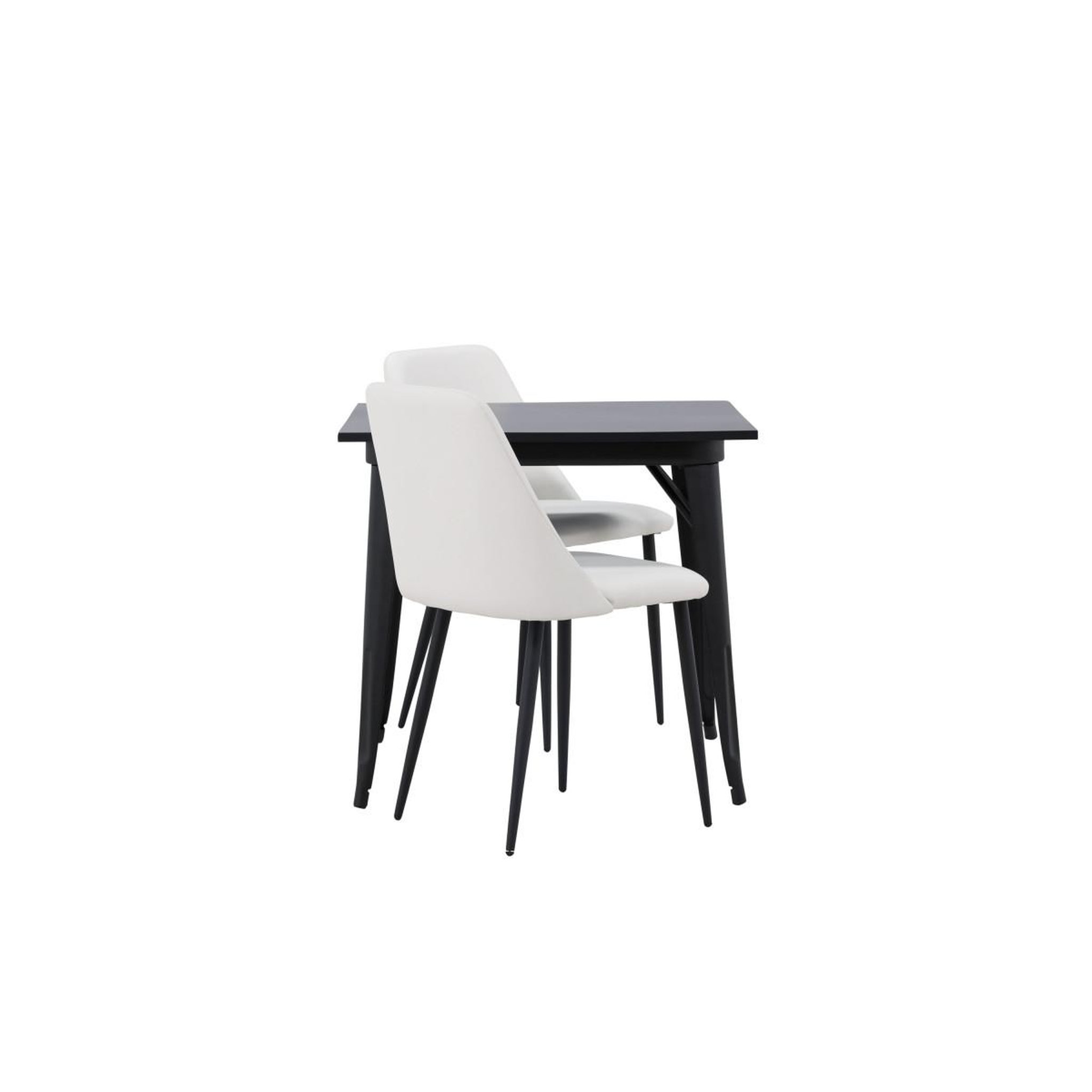 Voir la diapositive 3 : Paris Prix Ensemble table à manger & 2 chaises  tempe & night  80cm noir & blanc