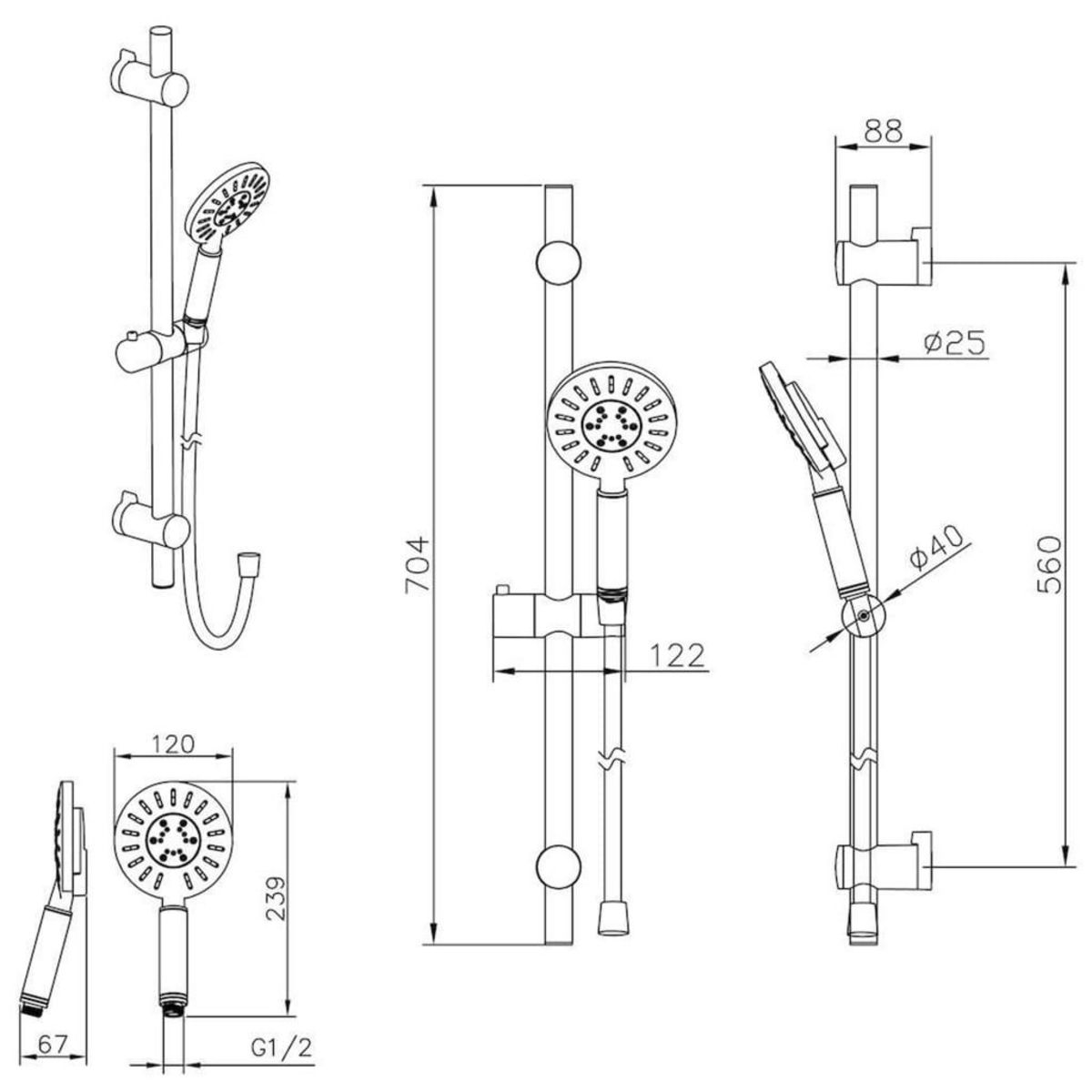 TIGER Tiger Ensemble de douche Tyne Noir mat