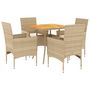 Voir la diapositive 2 : VIDAXL Ensemble a manger de jardin et coussins 5pcs beige rotin acacia