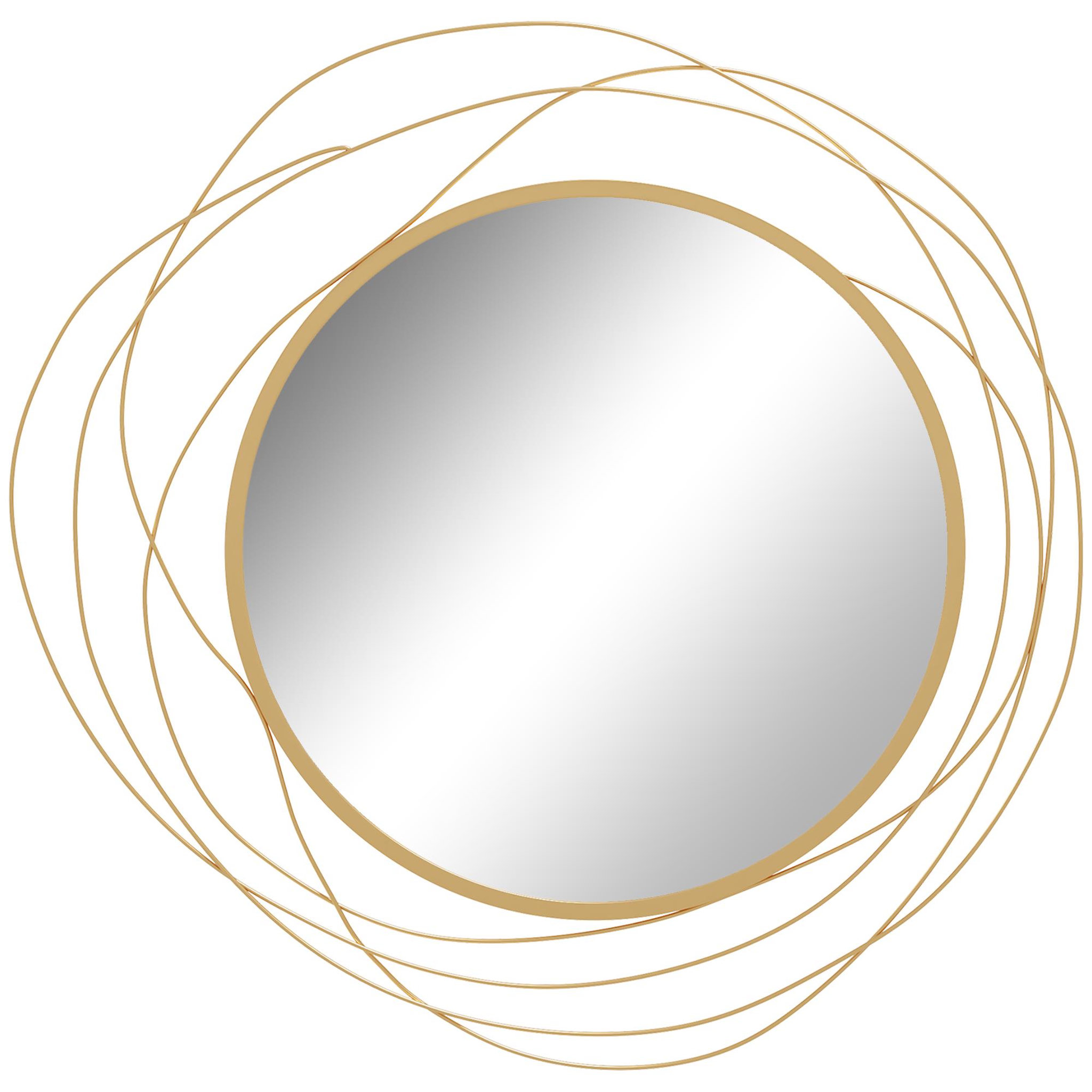 HOMCOM Miroir rond design moderne Ø 65 cm métal filaire doré