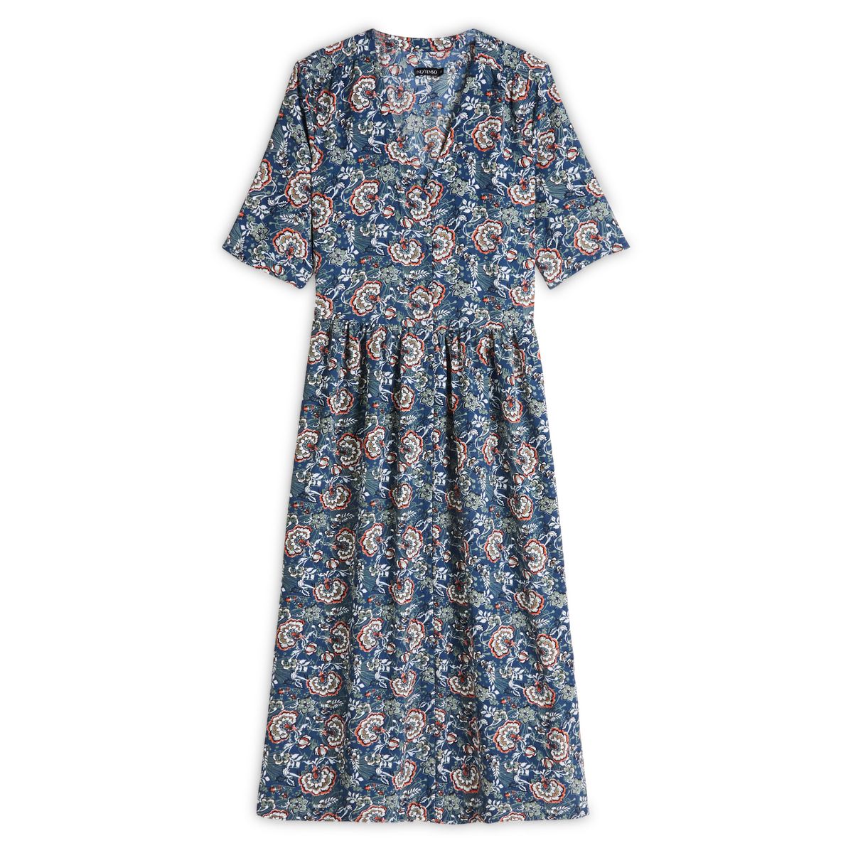 IN EXTENSO Robe longue bleu imprimé fleuri femme