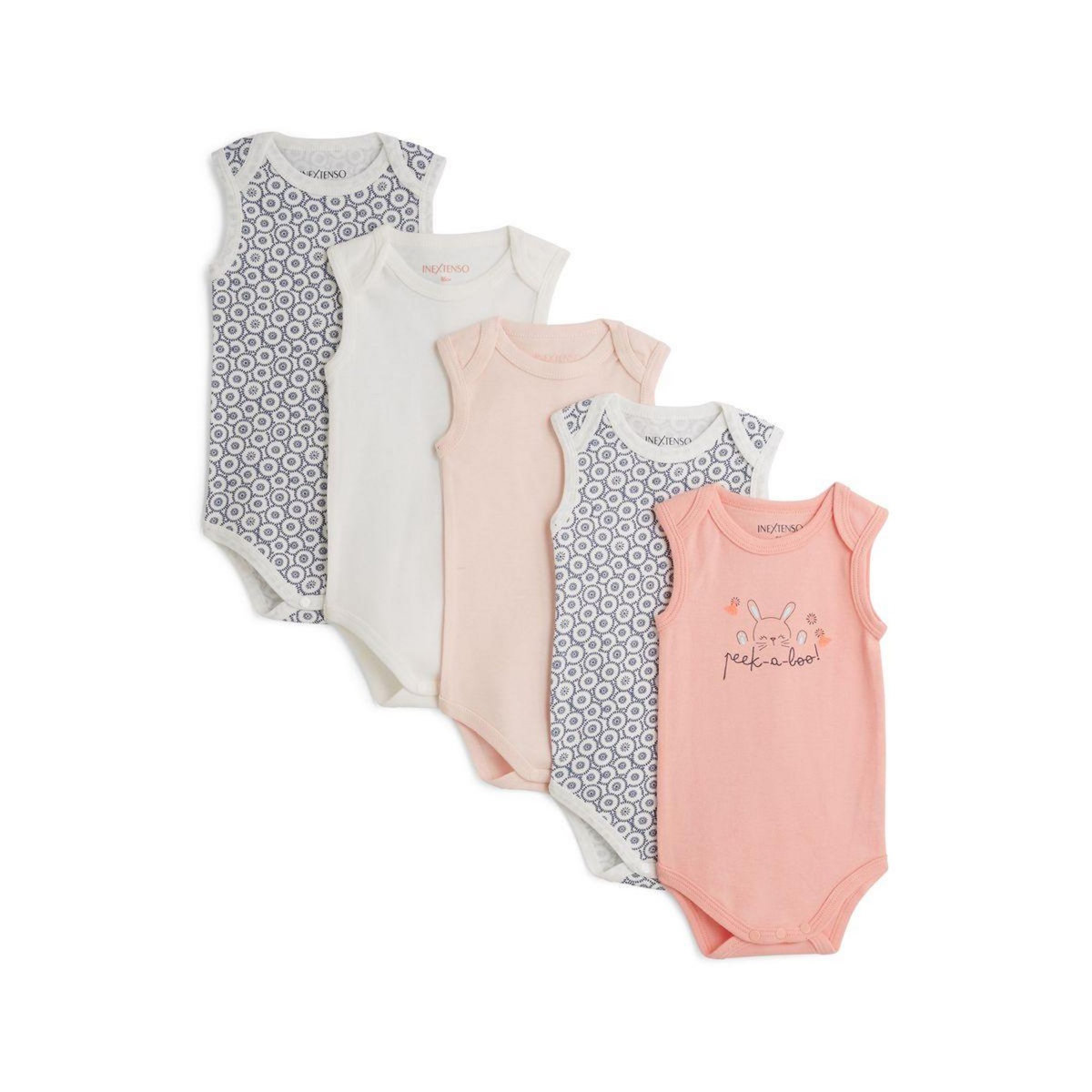 IN EXTENSO Lot de 5 bodies sans manches bébé fille
