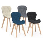 ID MARKET Lot de 4 chaises ROBINE en tissu mix color bleu, gris, beige et noir