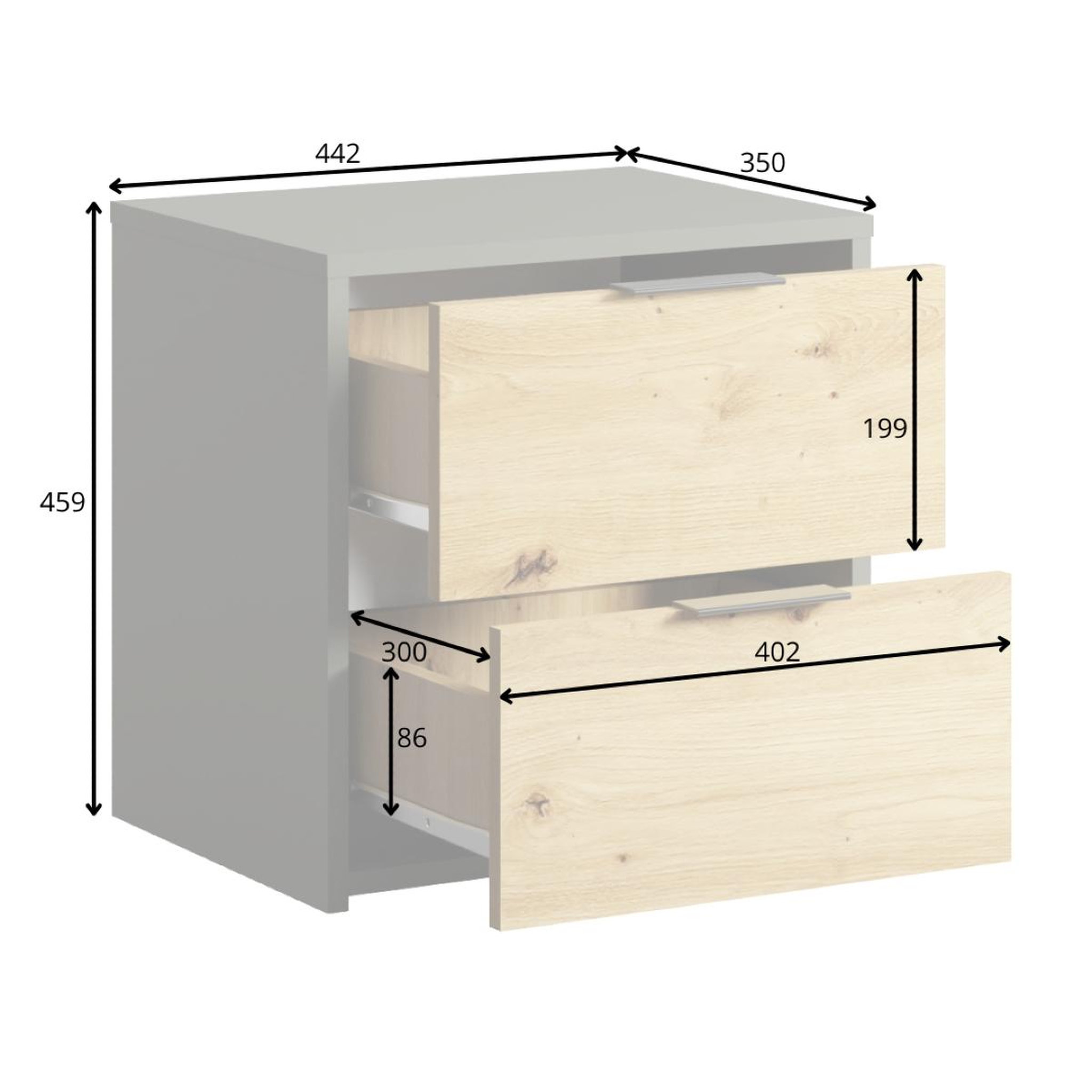 Voir la diapositive 6 : JLC KREATION Lot de 2 chevets modernes avec tiroirs bois et gris murano