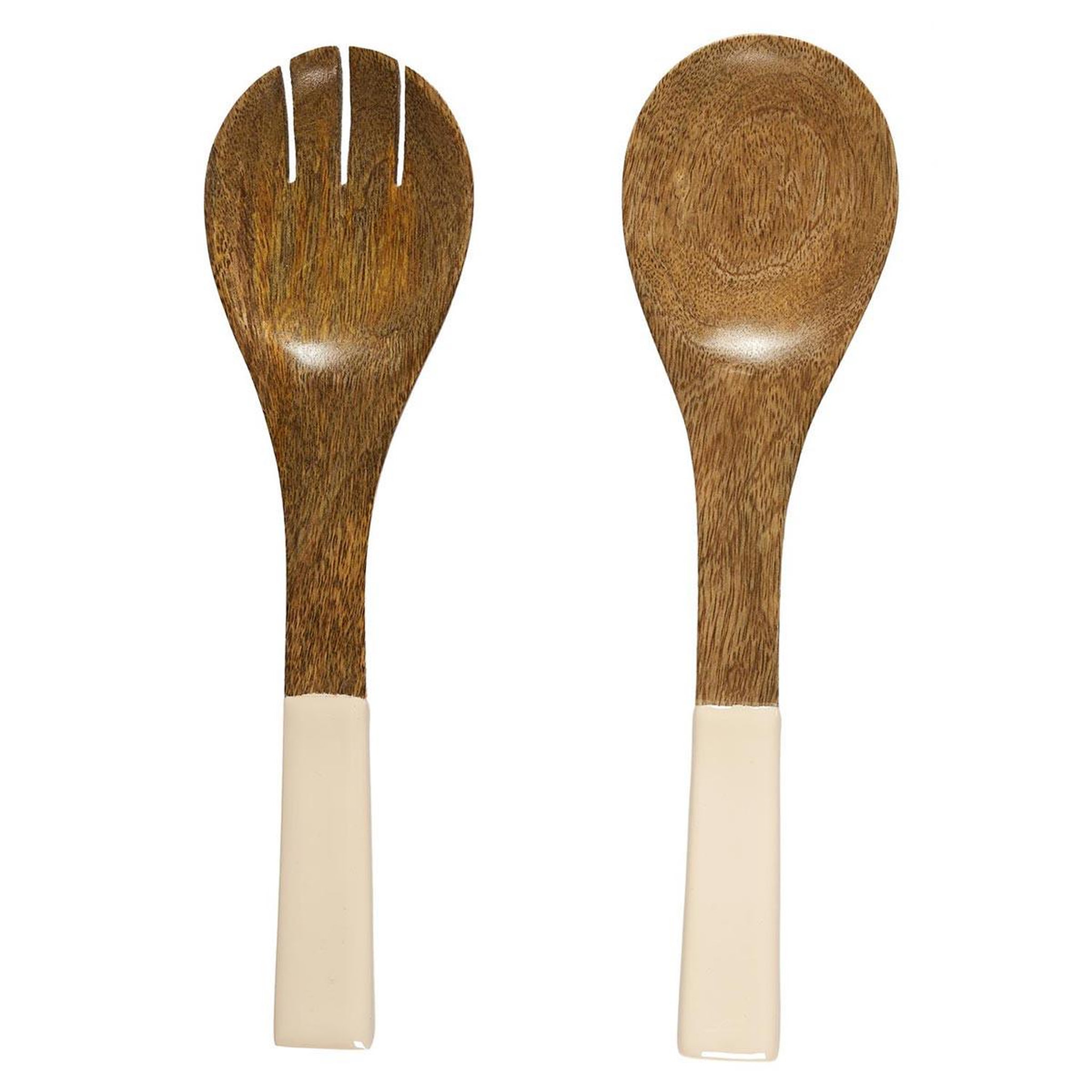 The Home Deco Factory Couverts à Salade Uni en Bois  Dune  30cm Beige