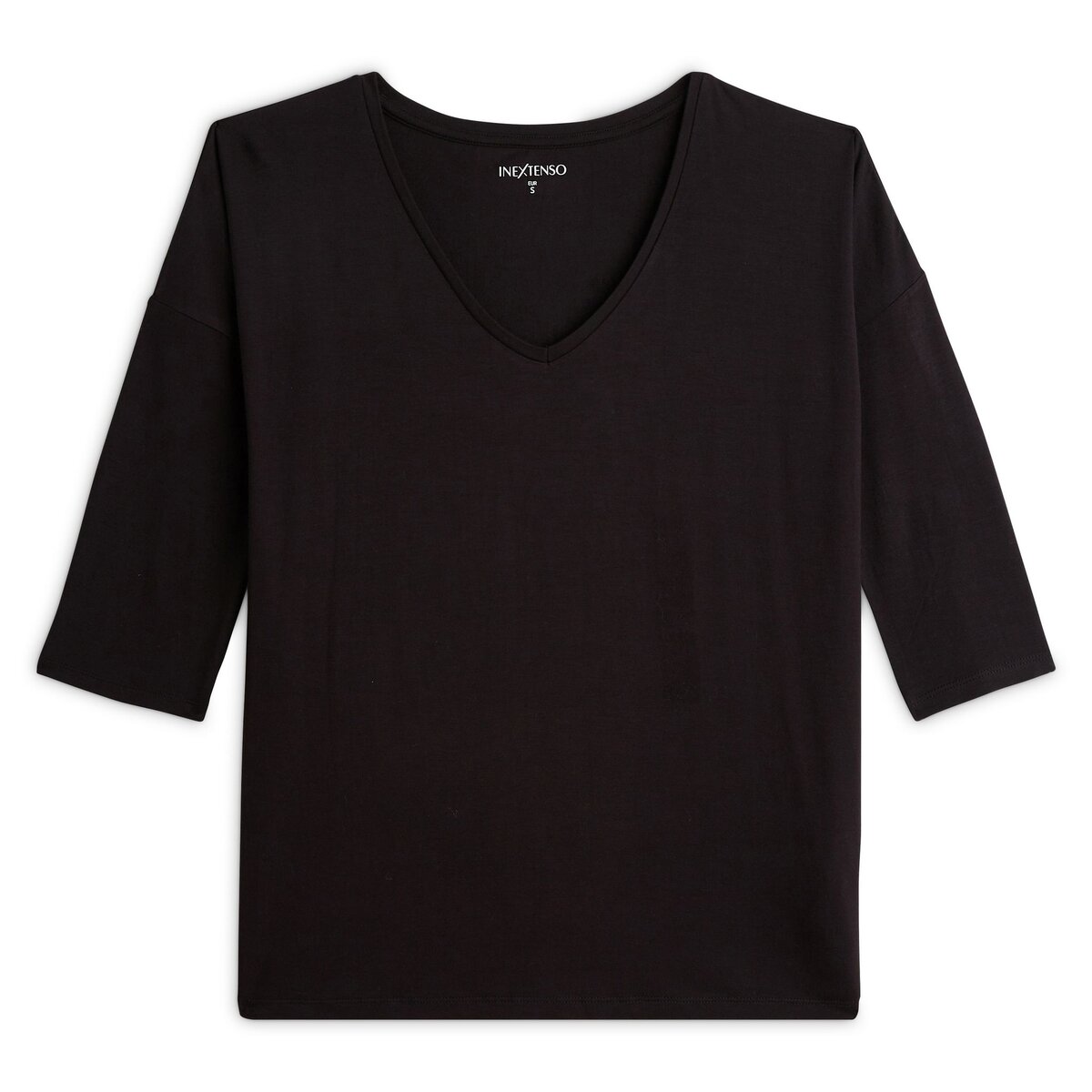 INEXTENSO T-shirt manches longues col v noir femme