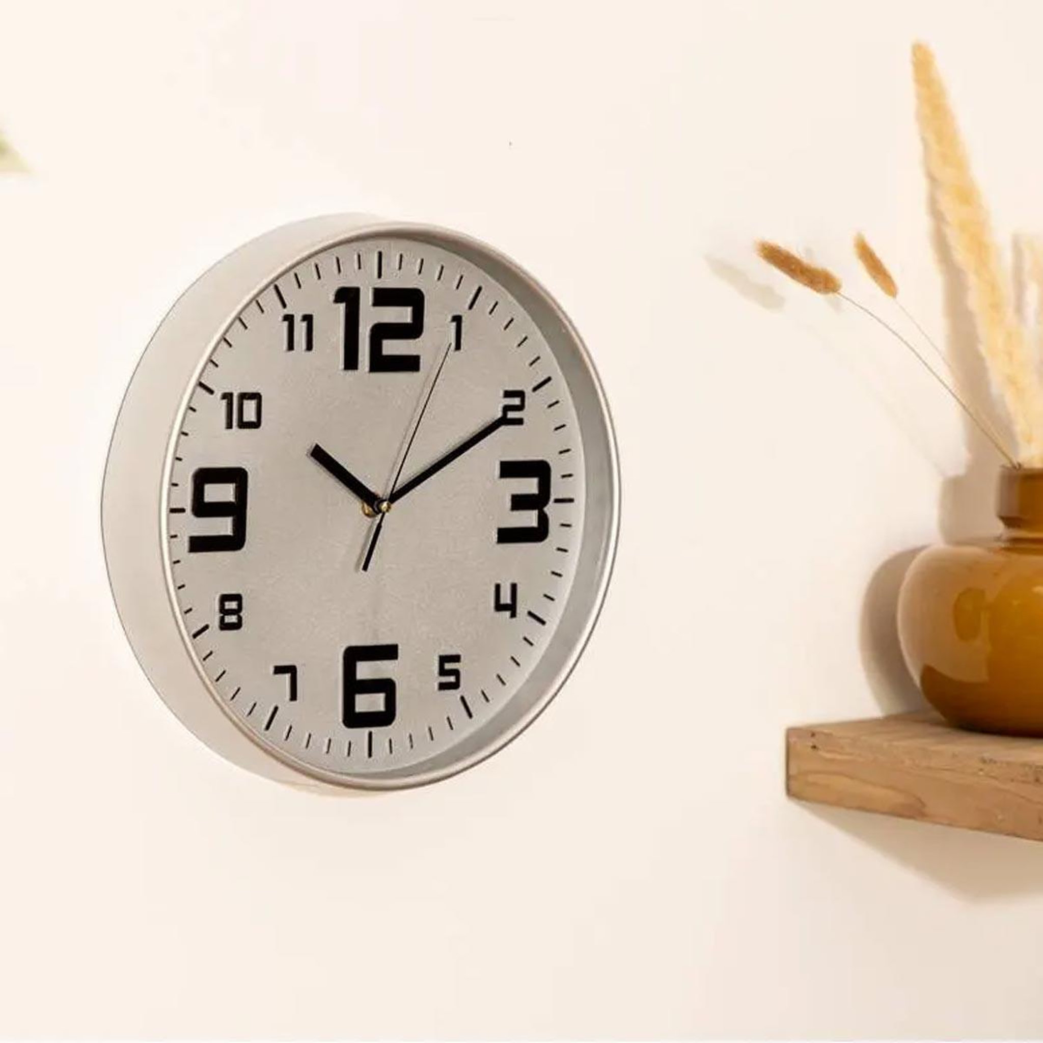 Voir la diapositive 2 : ATMOSPHERA Pendule  Silence  30cm Argent