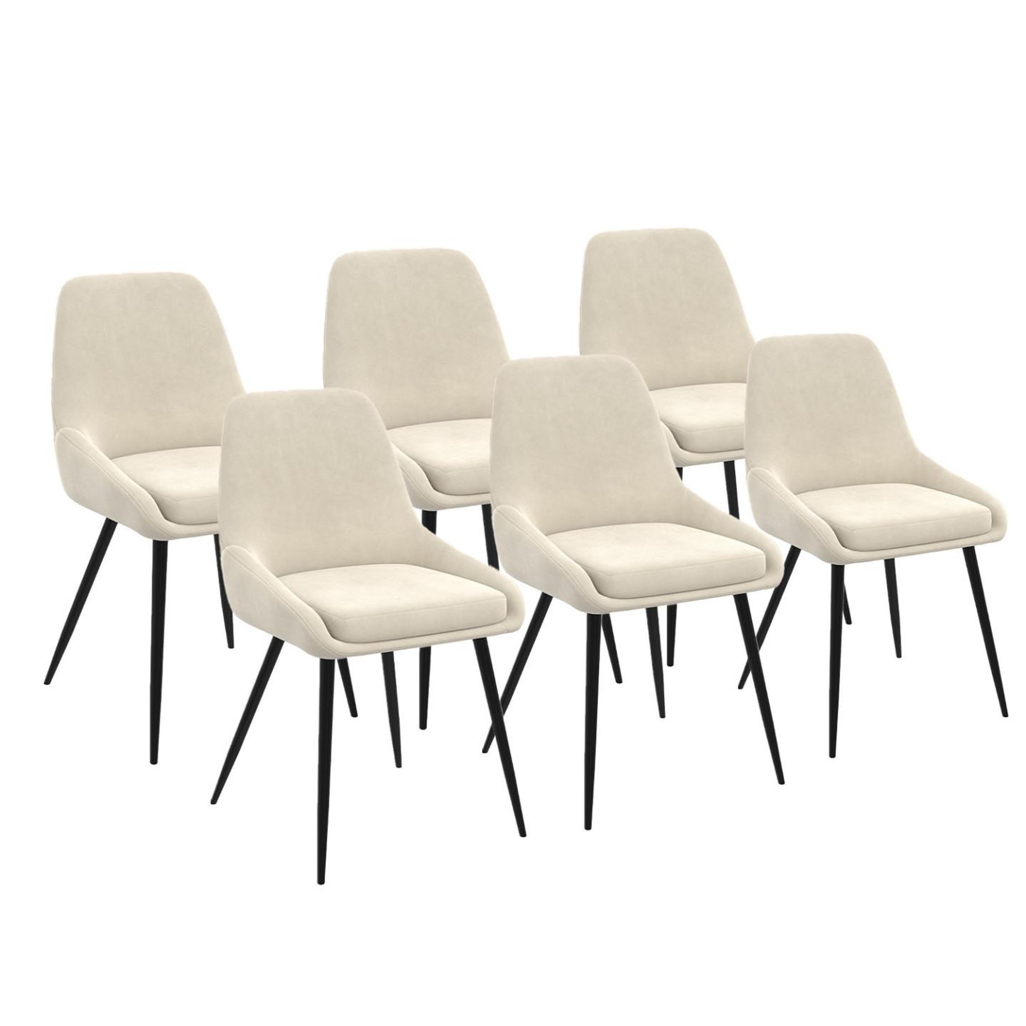 ID MARKET Lot de 6 chaises thalya en velours beige avec accoudoirs