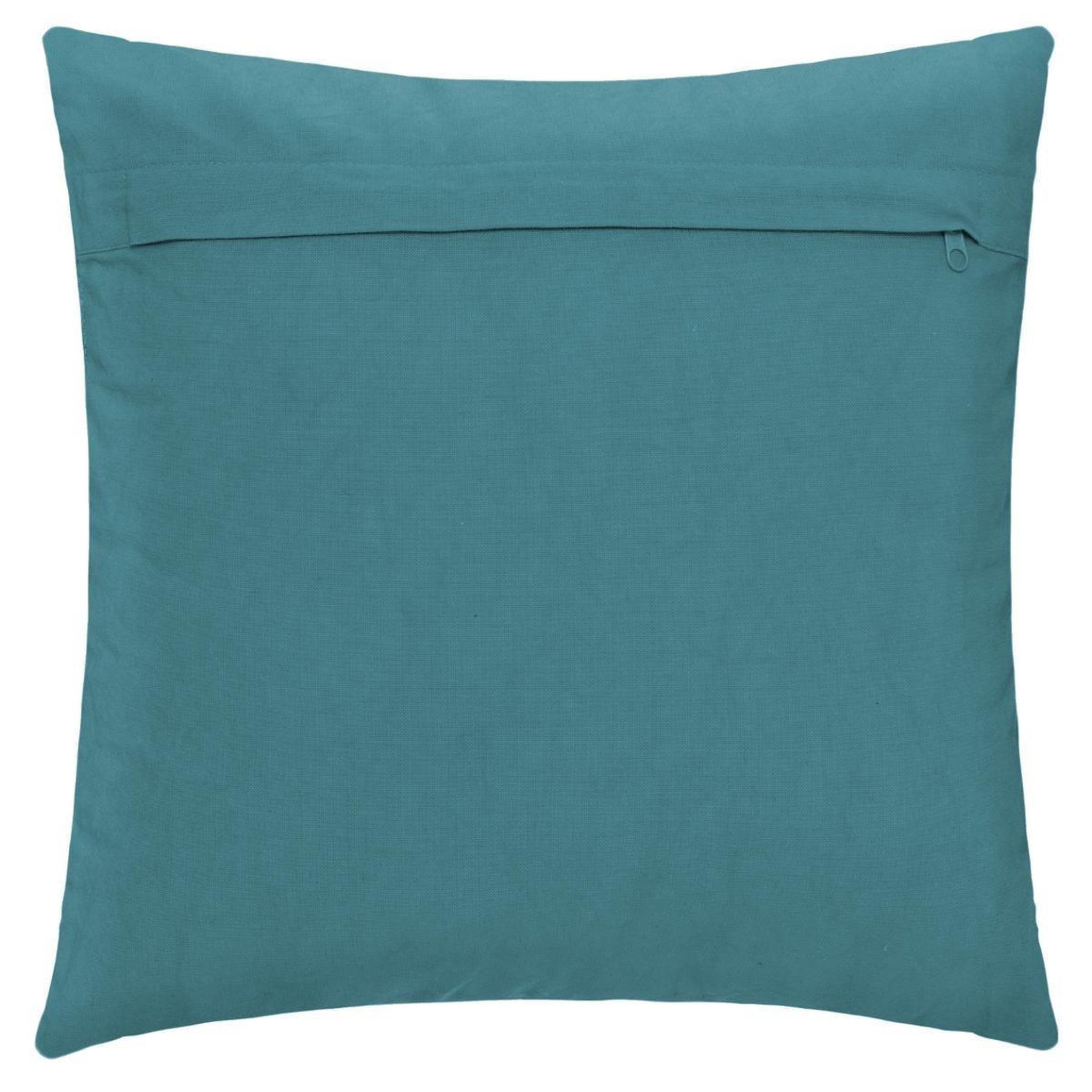 Voir la diapositive 4 : ATMOSPHERA Coussin déco tufté  inca  40x40cm bleu canard