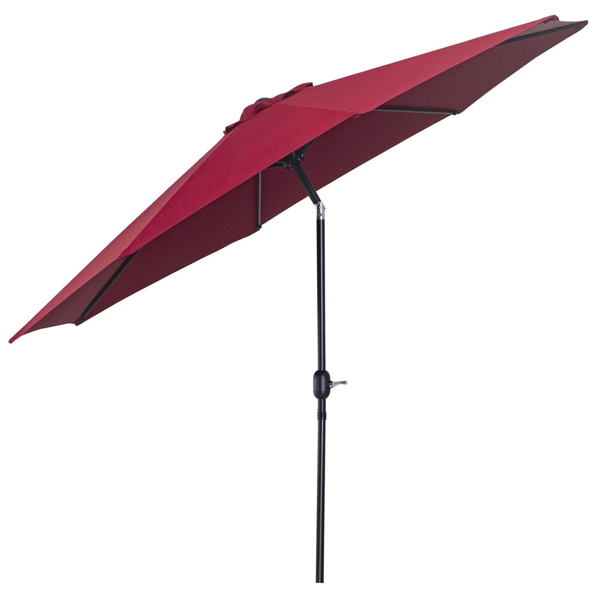 OUTSUNNY Parasol en métal rond polyester 180g/m² manivelle inclinable Ø 3 x 2,45 m bordeaux